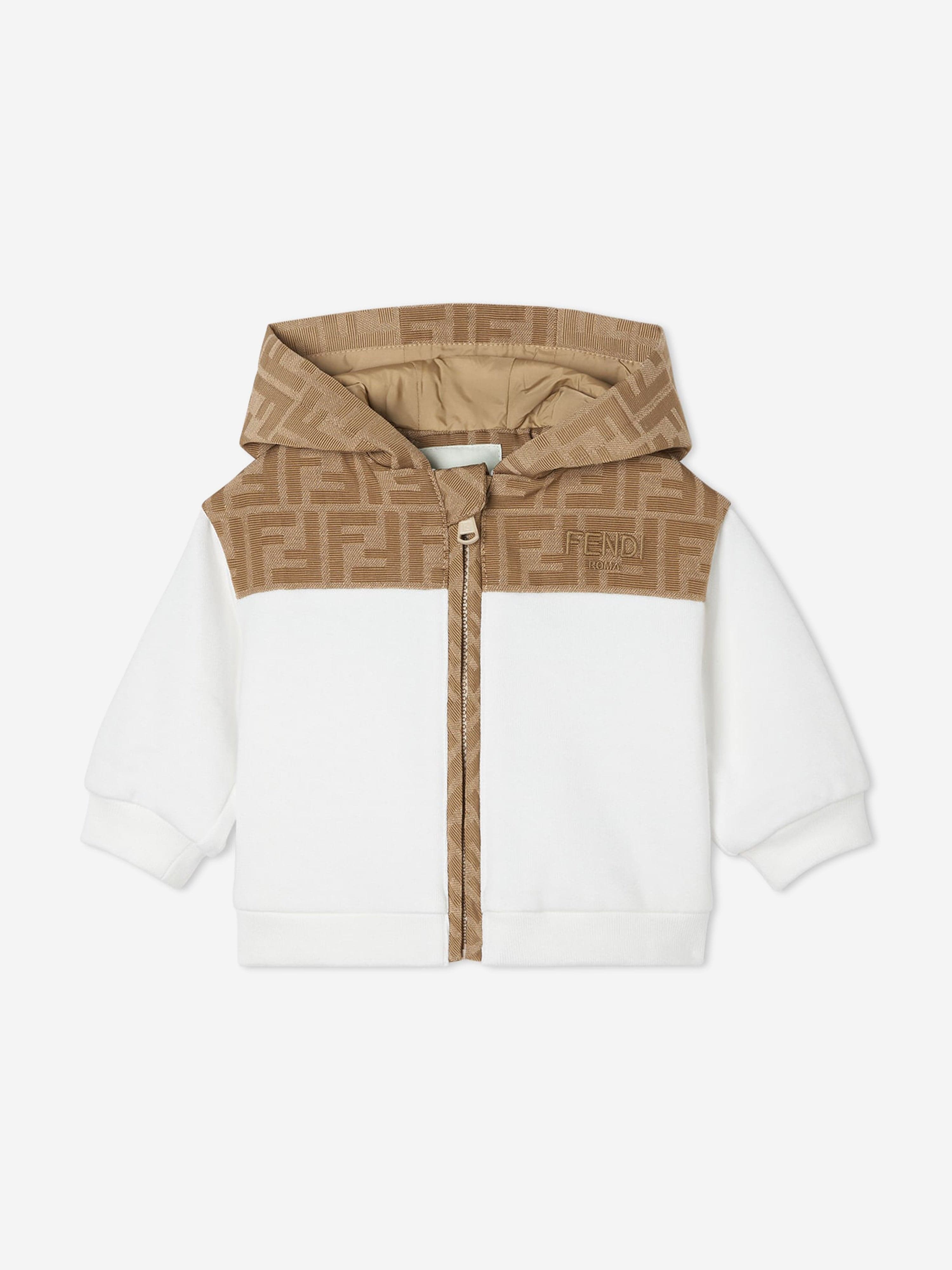 Fendi Baby FF Logo Zip Up Top in White | Childsplay Clothing