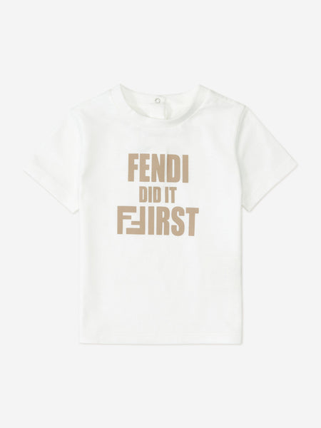 Fendi Baby Slogan T-Shirt in White | Childsplay Clothing