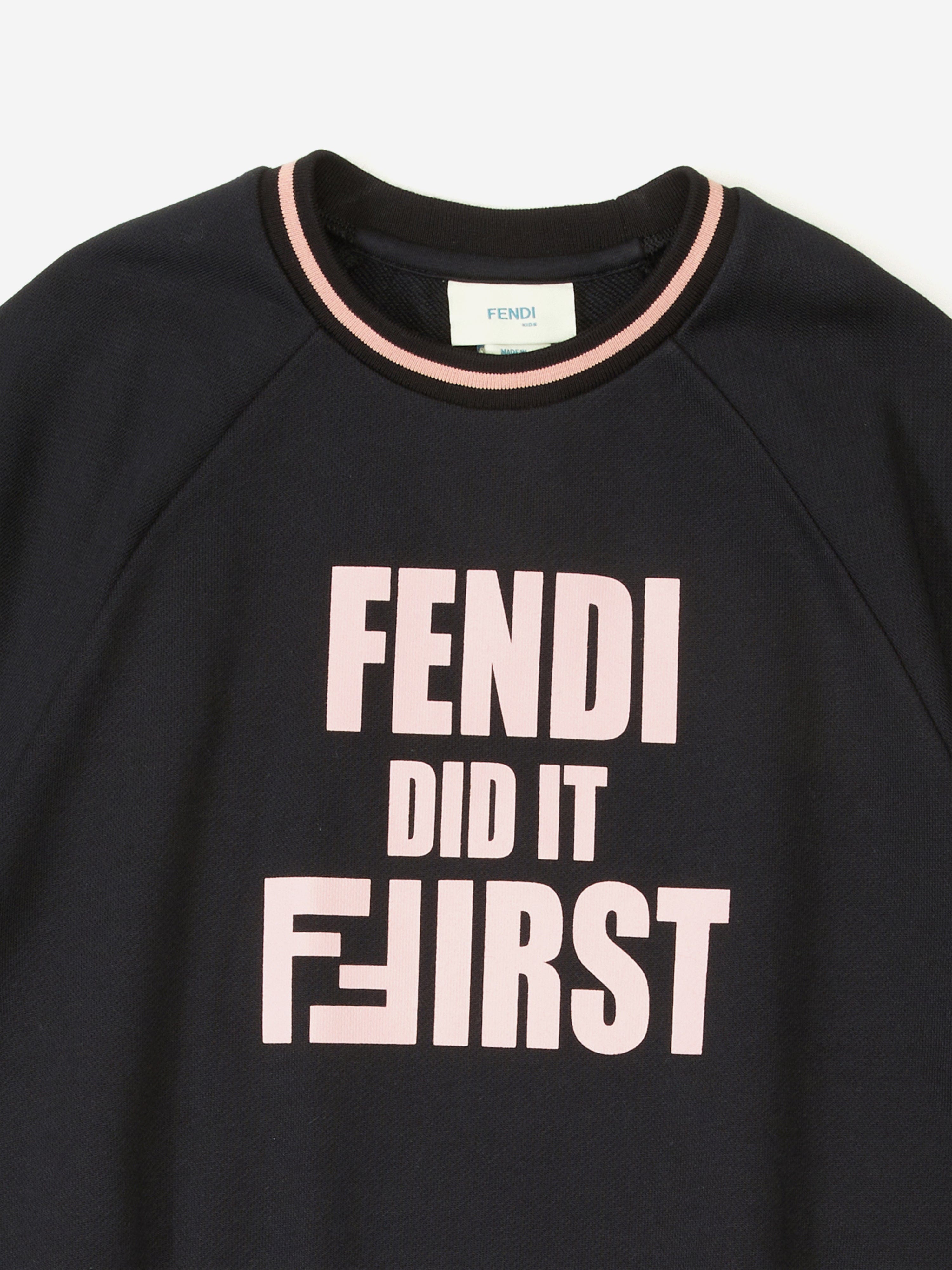 Fendi Girls Slogan Sweater Dress in Black | Childsplay Clothing