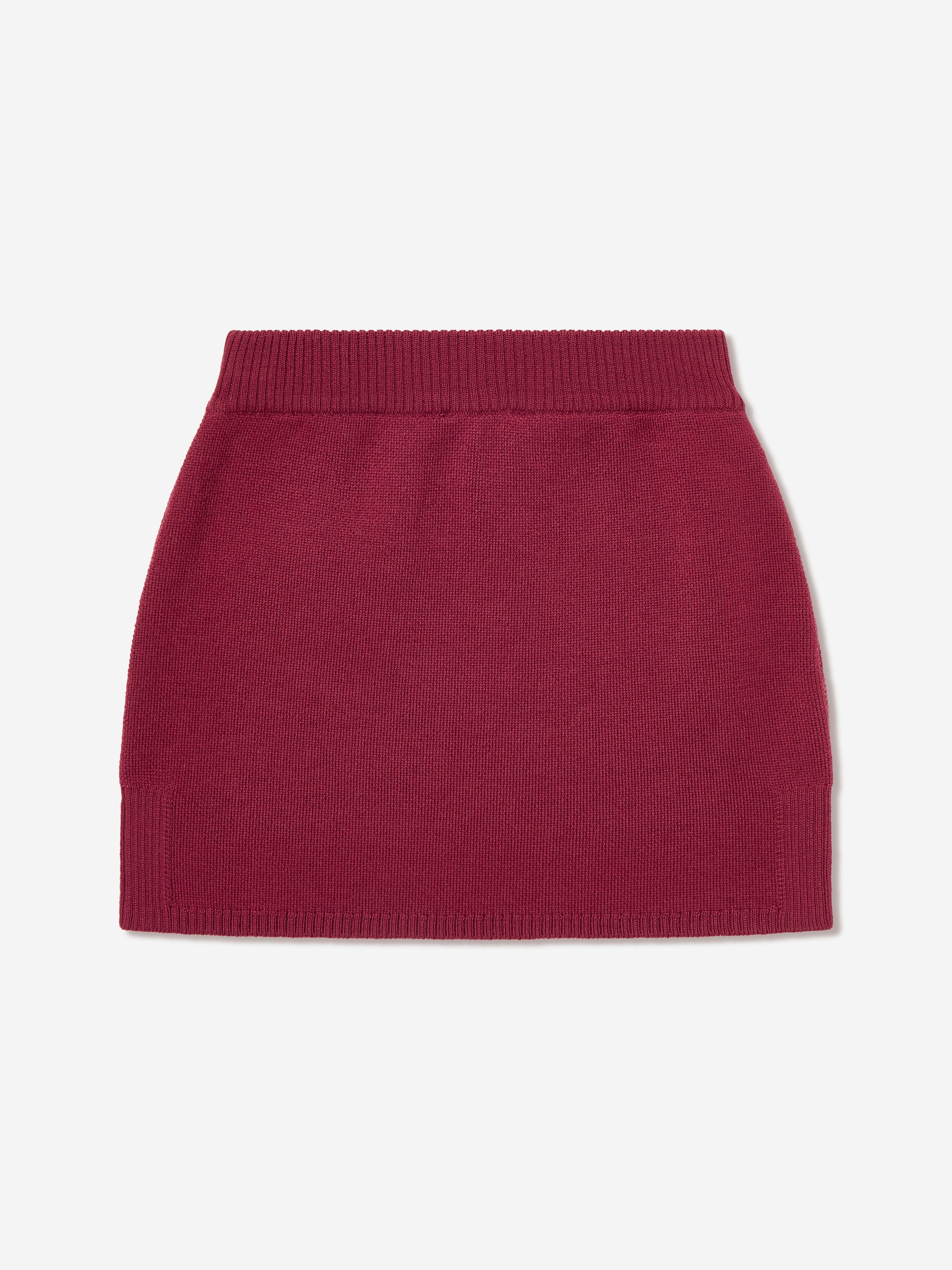 Fendi Girls Wool Knit Logo Skirt in Red | Childsplay Clothing