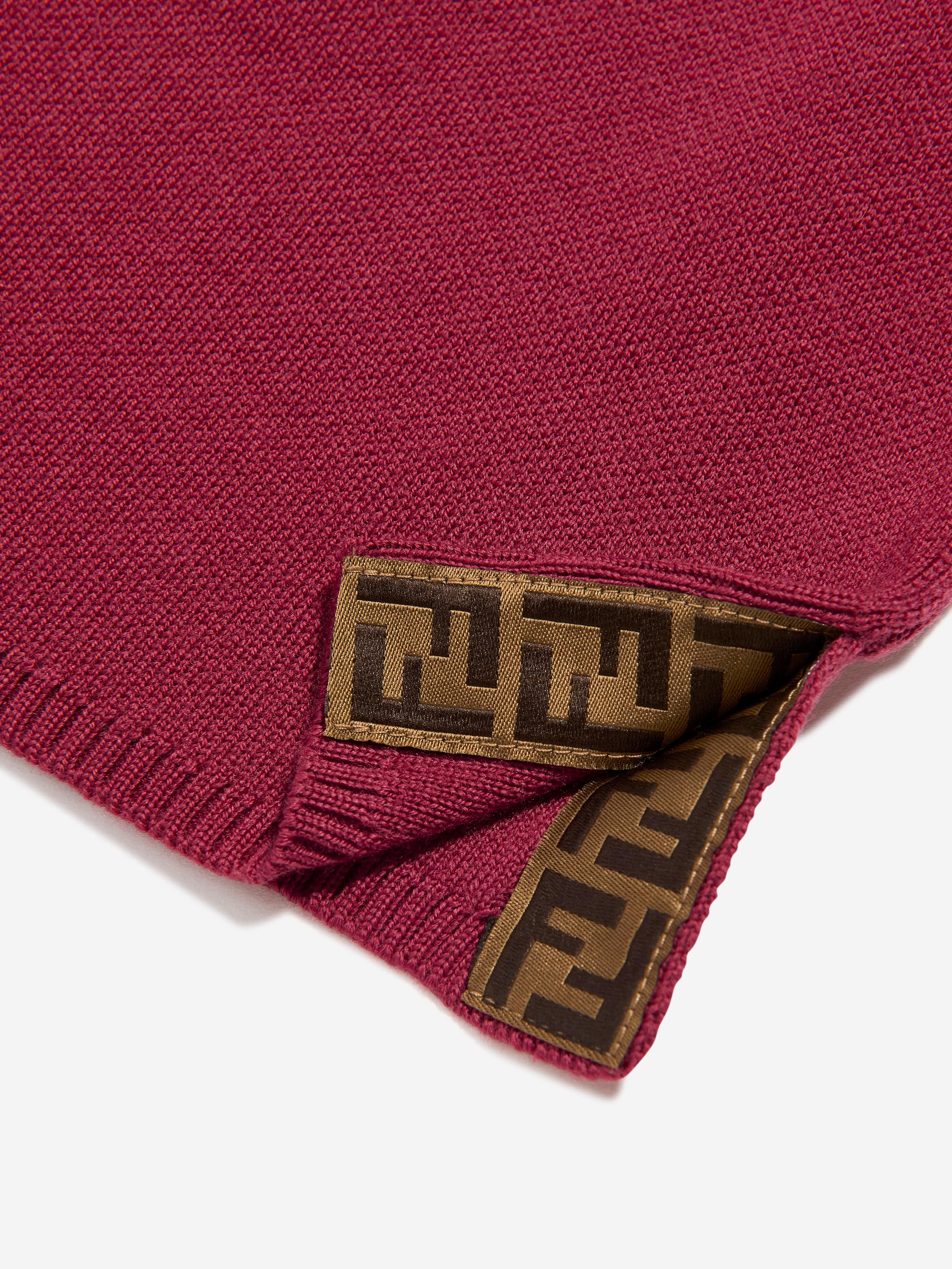 Fendi Girls Wool Knit Logo Skirt in Red | Childsplay Clothing