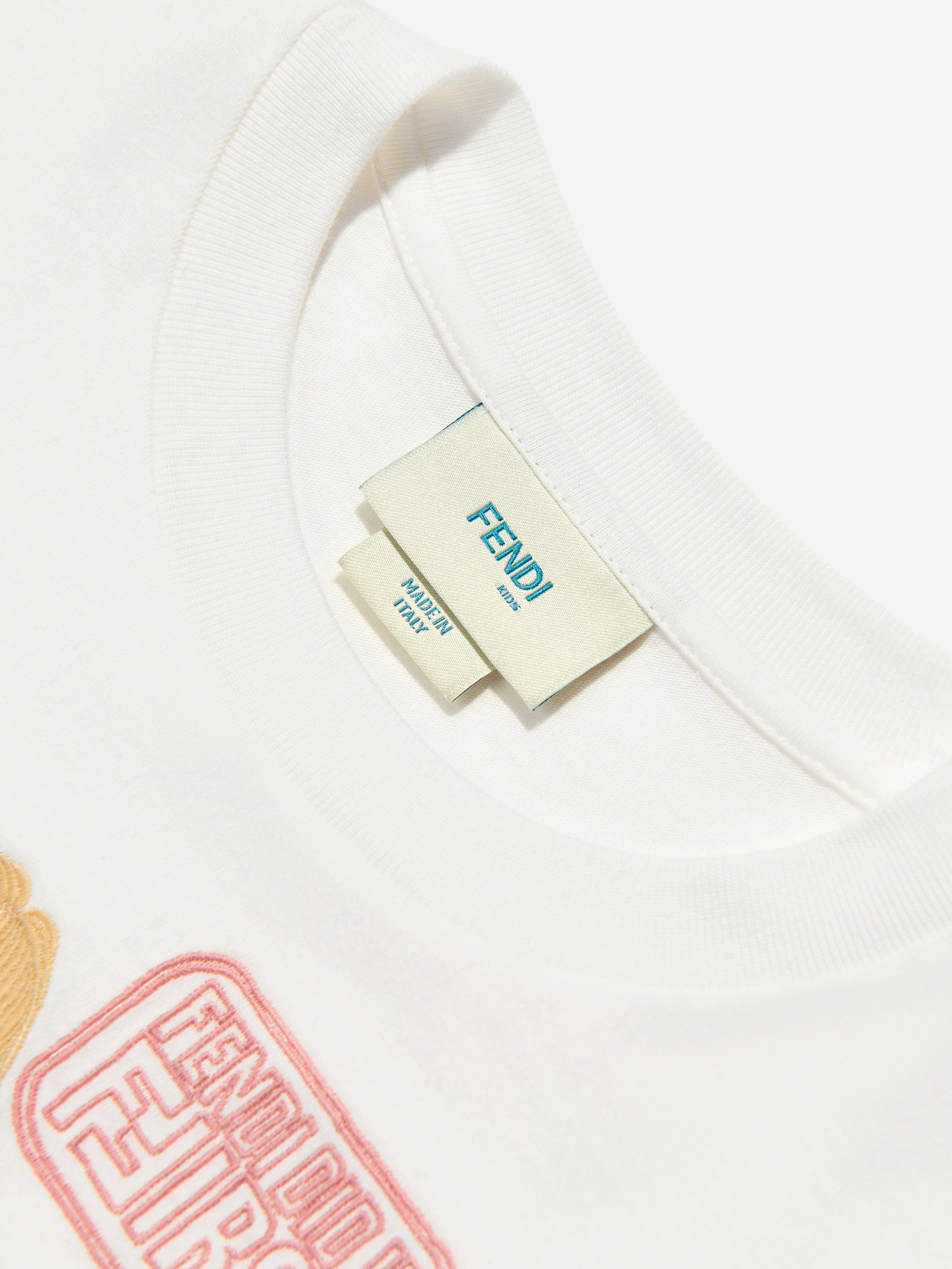 Fendi Girls Graphic Print T-Shirt in White | Childsplay Clothing