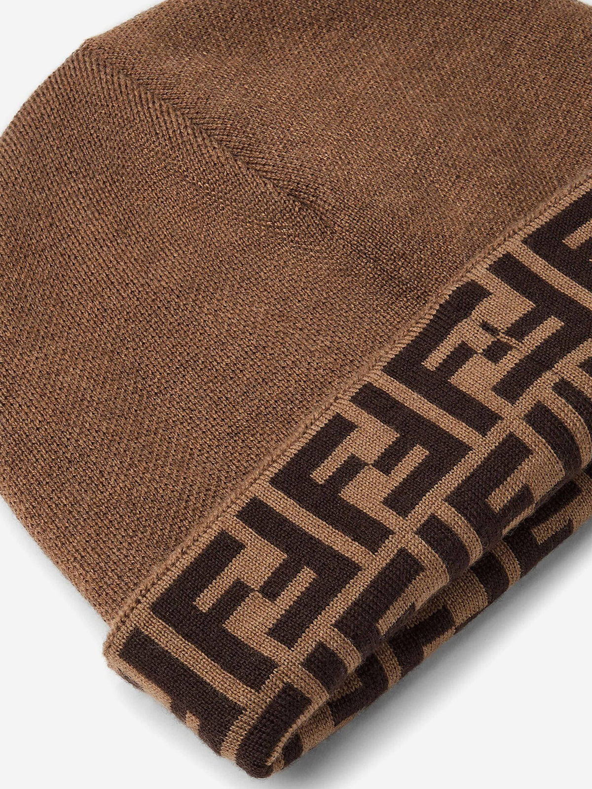 Fendi Brown & Black FF Logo Wool Fedora Hat FENDI Cap FXQ340 AQ8B Hat Women main image 4
