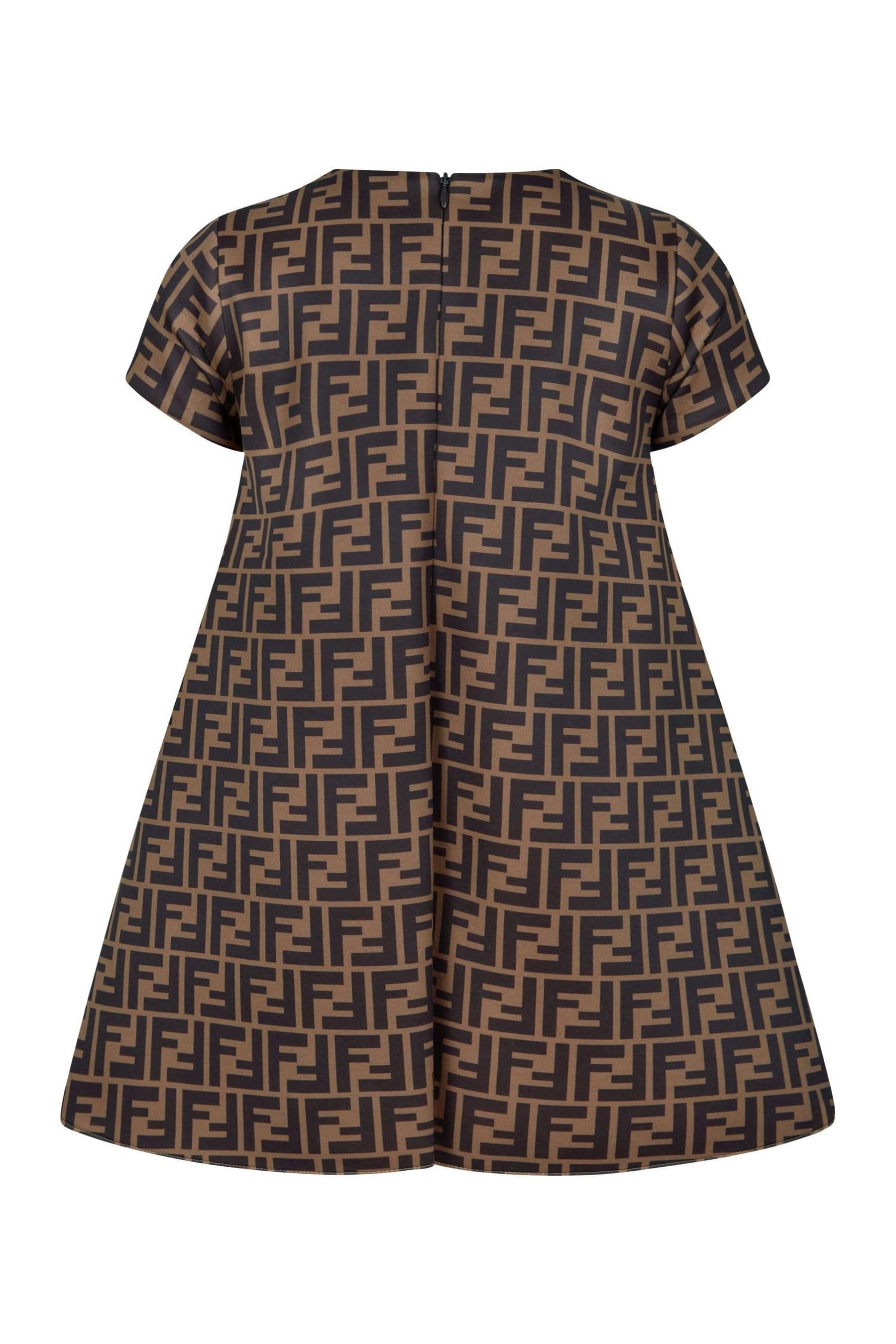 Fendi Girls Pink & Brown FF Logo Dress - Size: 8 Year Kids