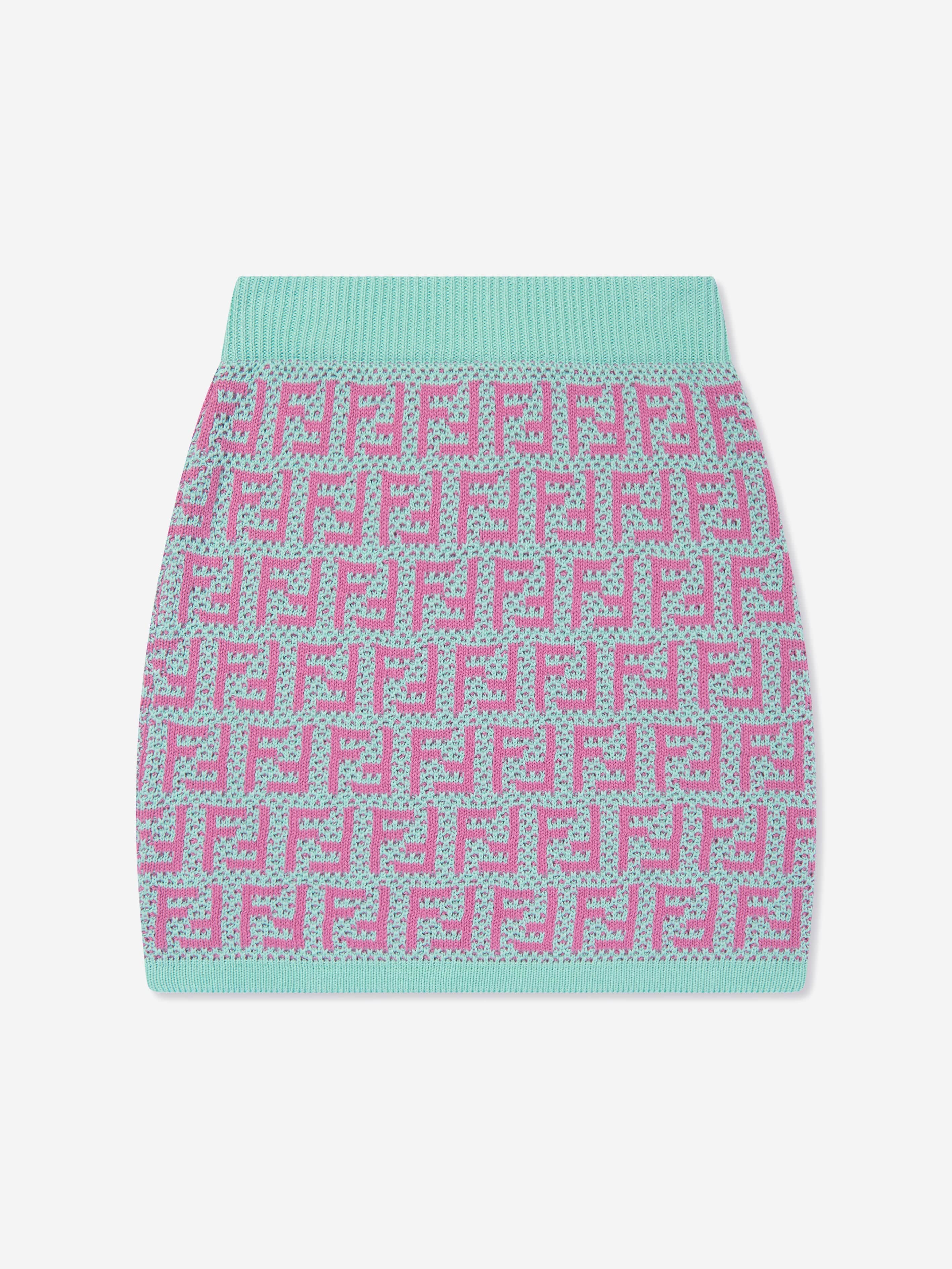 Fendi Girls FF Crochet Knit Skirt in Multicolour | Childsplay Clothing