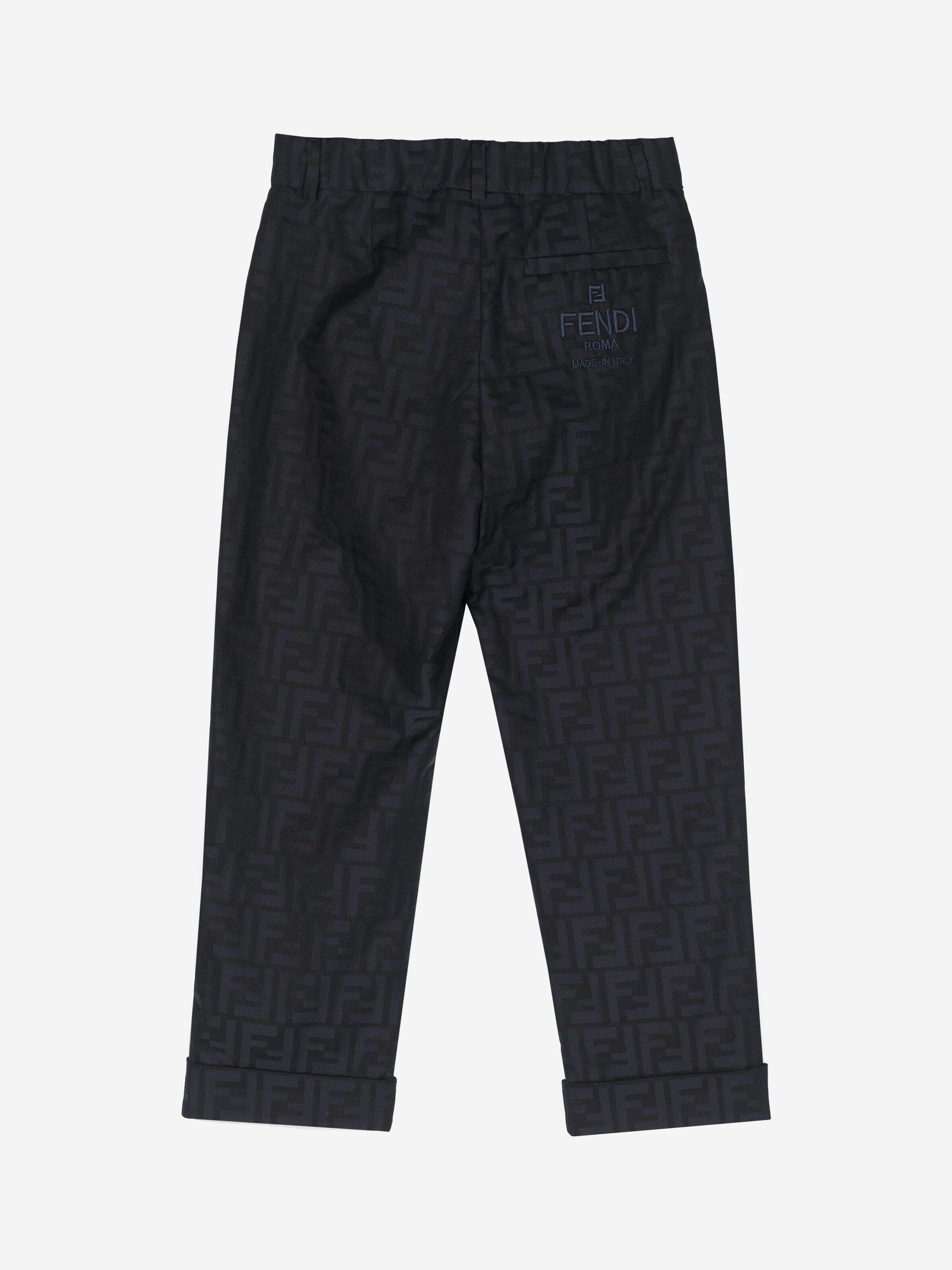 Fendi Kids Fendi Boys FF Jacquard Trousers in Navy Childsplay