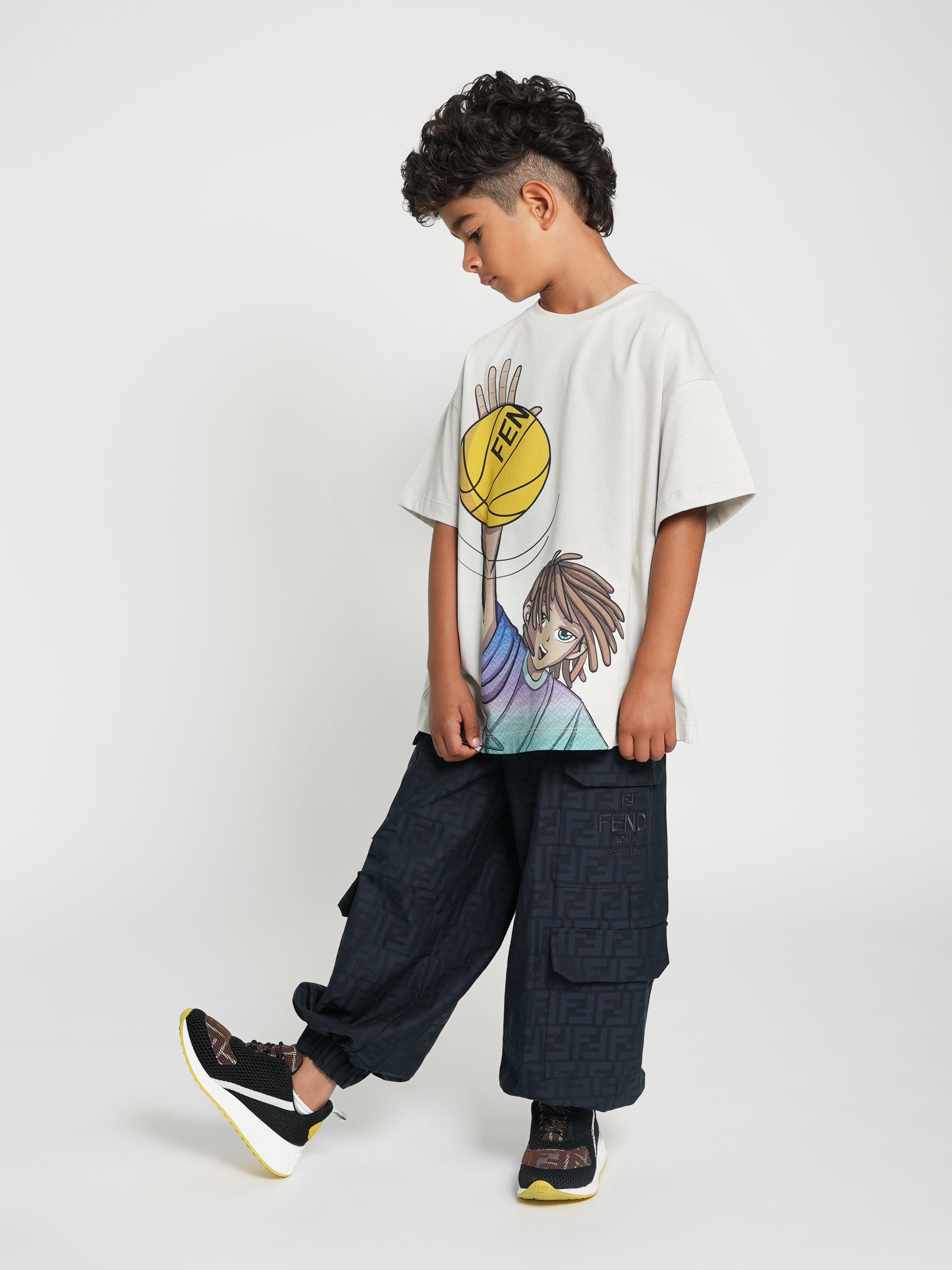 Fendi Kids FF Jacquard Cargo Trousers in Navy | Childsplay Clothing