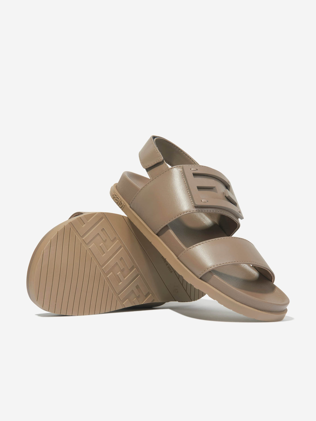 Fendi Sandals Beige Fendi Girls Leather FF Logo Sandals in Beige | Childsplay  main image 4