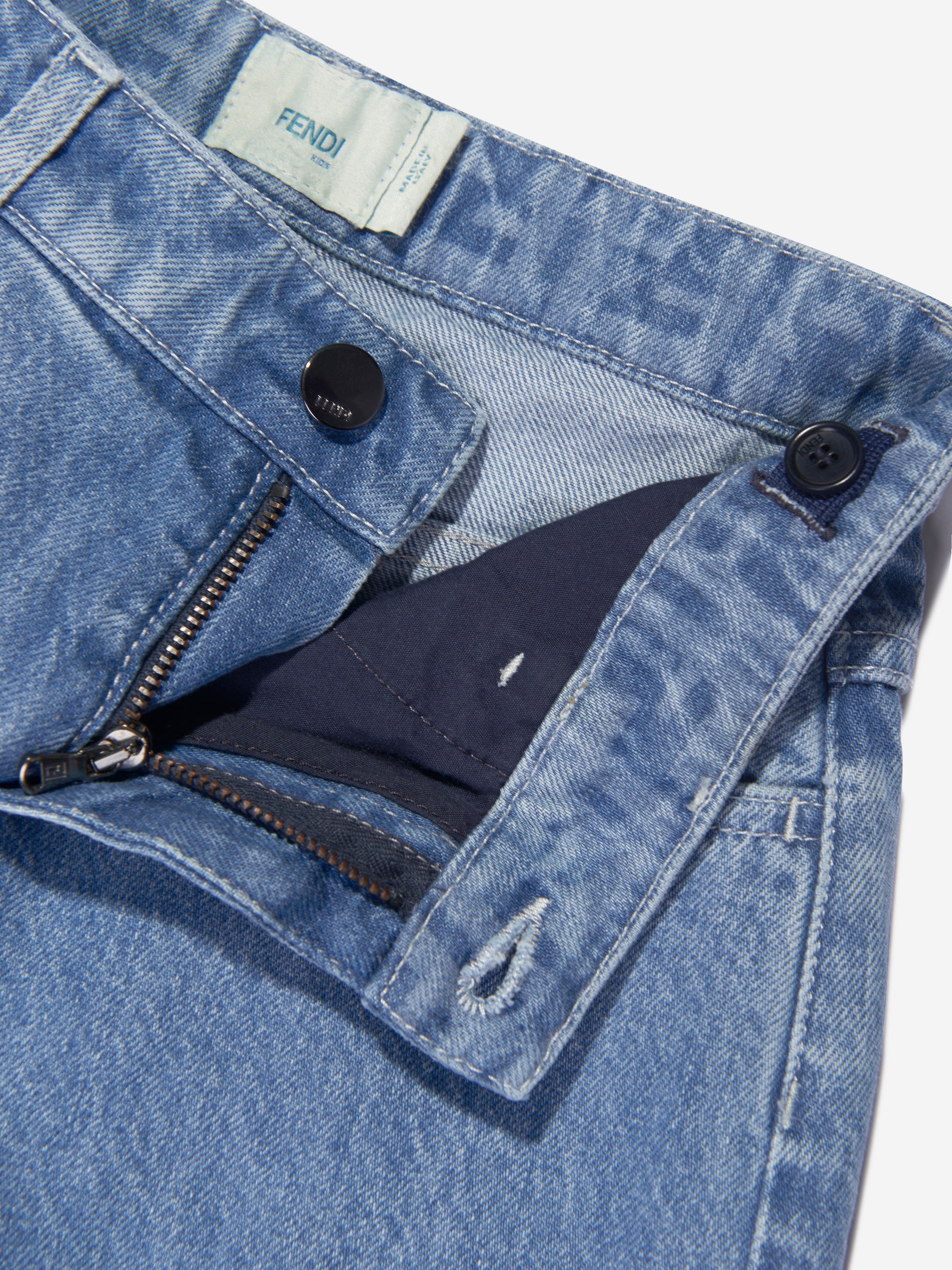 Fendi Kids Washed Denim Jeans in Blue | Childsplay Clothing