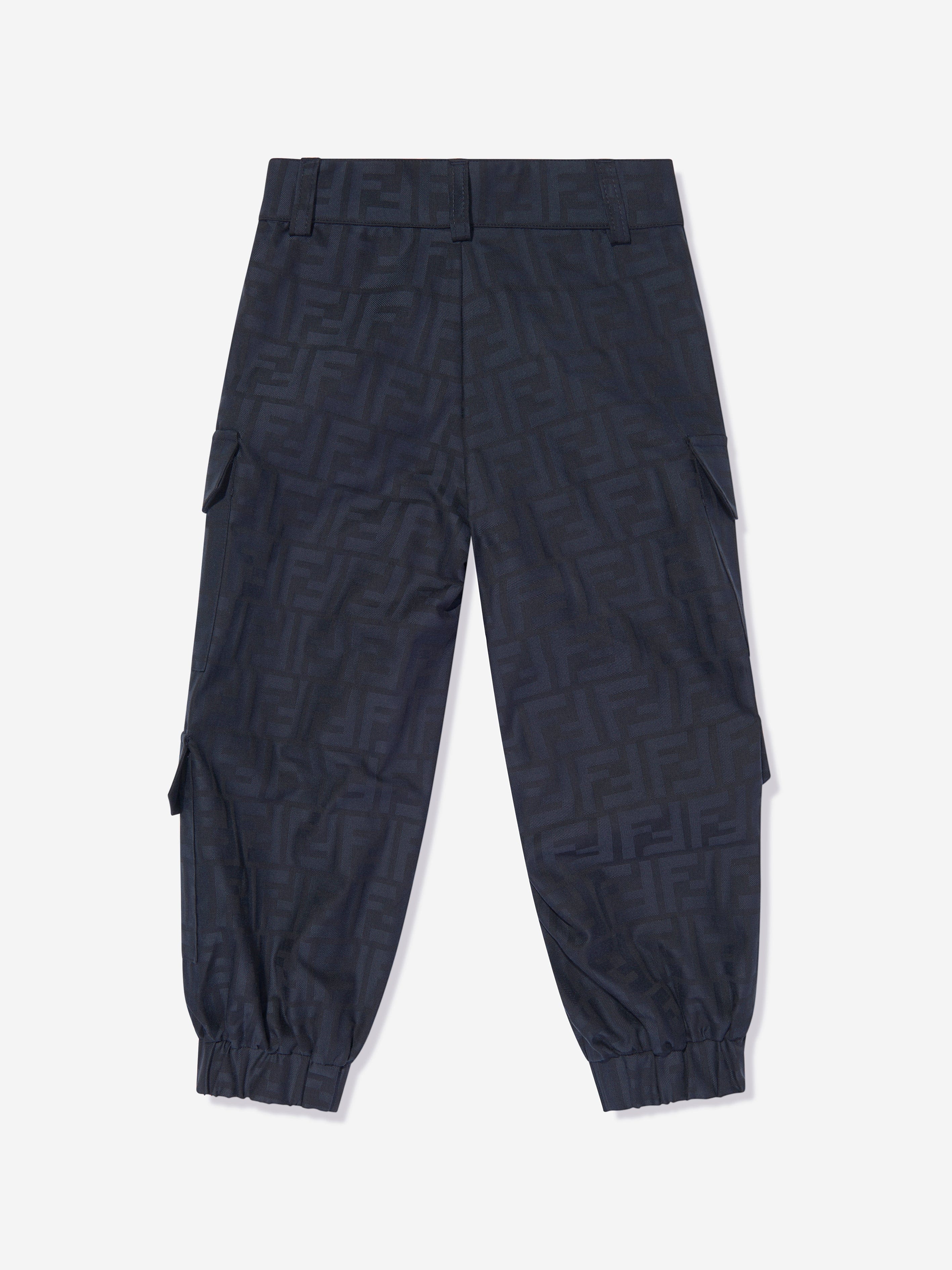 Fendi Kids FF Jacquard Cargo Trousers in Navy | Childsplay Clothing