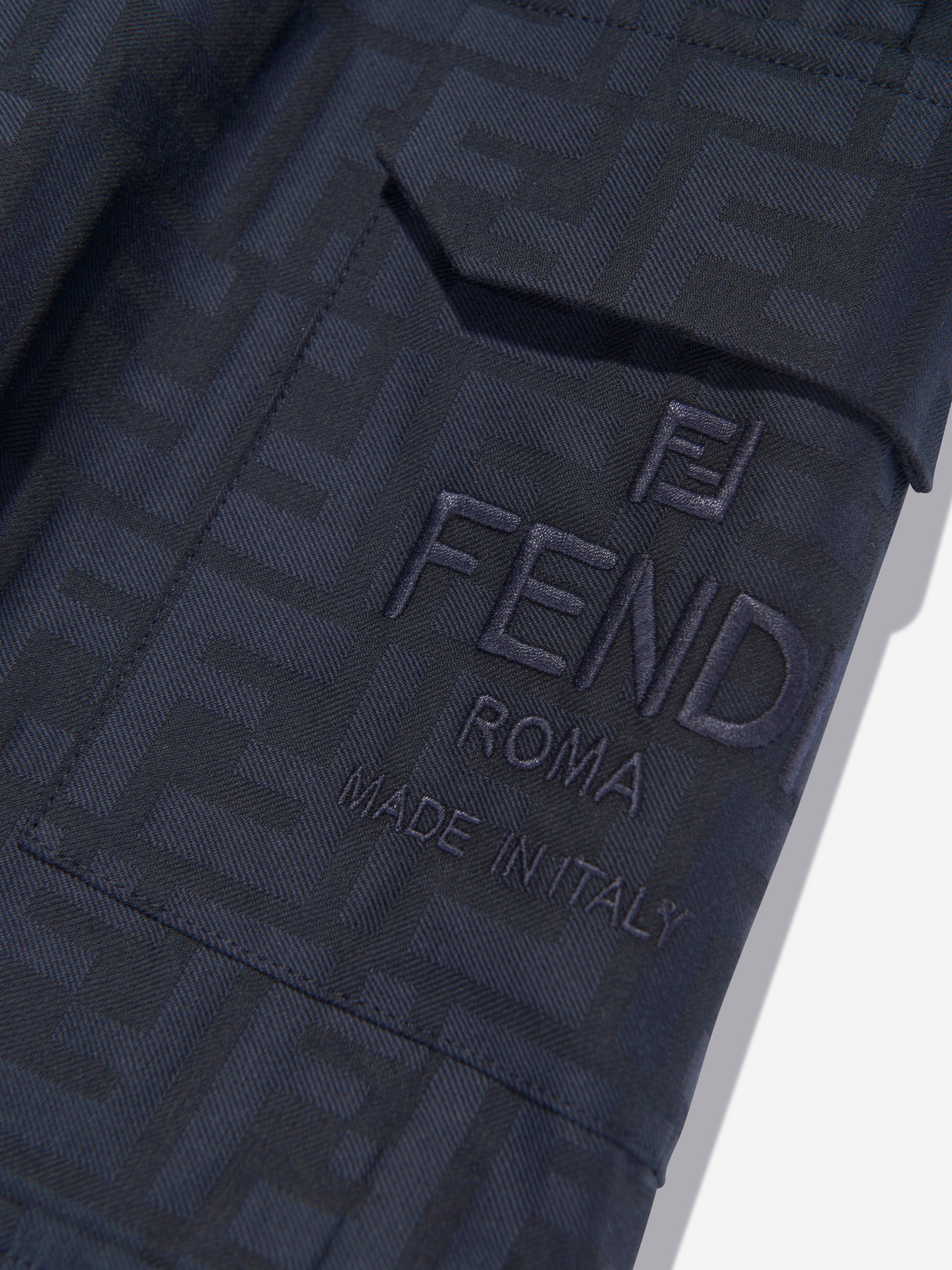 Fendi Kids FF Jacquard Cargo Trousers in Navy | Childsplay Clothing
