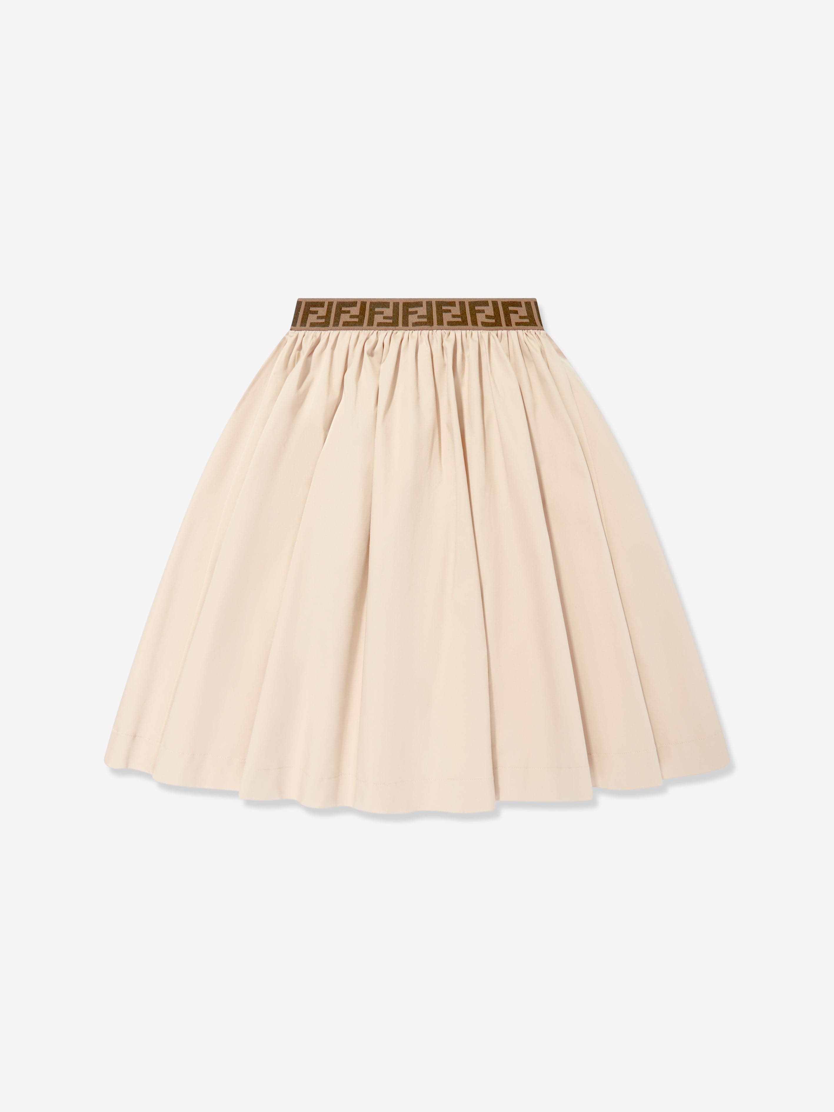 FENDI kids プリーツスカート ベージュ Fendi Kids Fendi Girls Stretch Gabardine Skirt in Beige