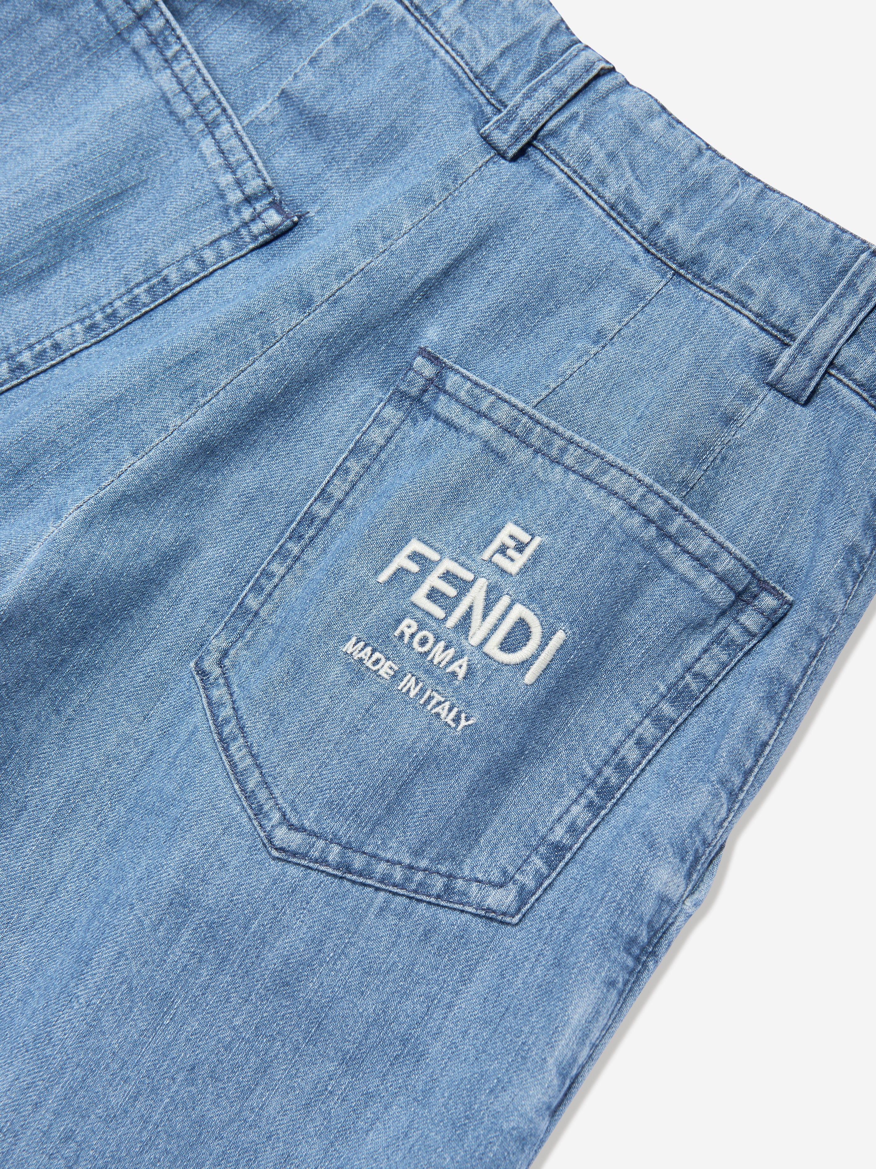 FENDI フレアジーンズ Fendi Kids Fendi Girls Denim Wide Leg Jeans in Blue | Childsplay