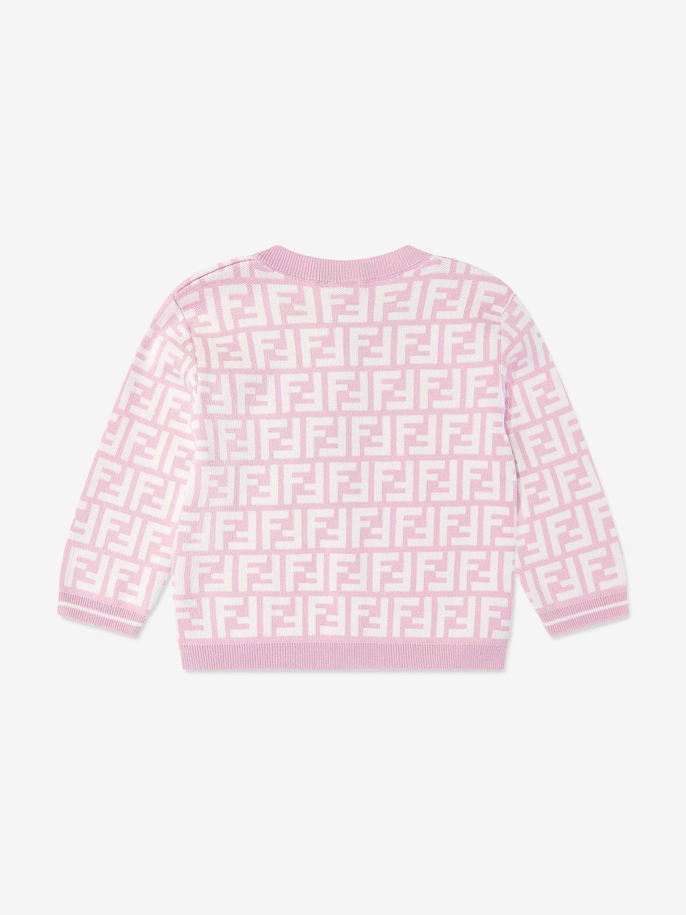 Fendi Baby Girls FF Logo Knitted Cardigan in Pink | Childsplay