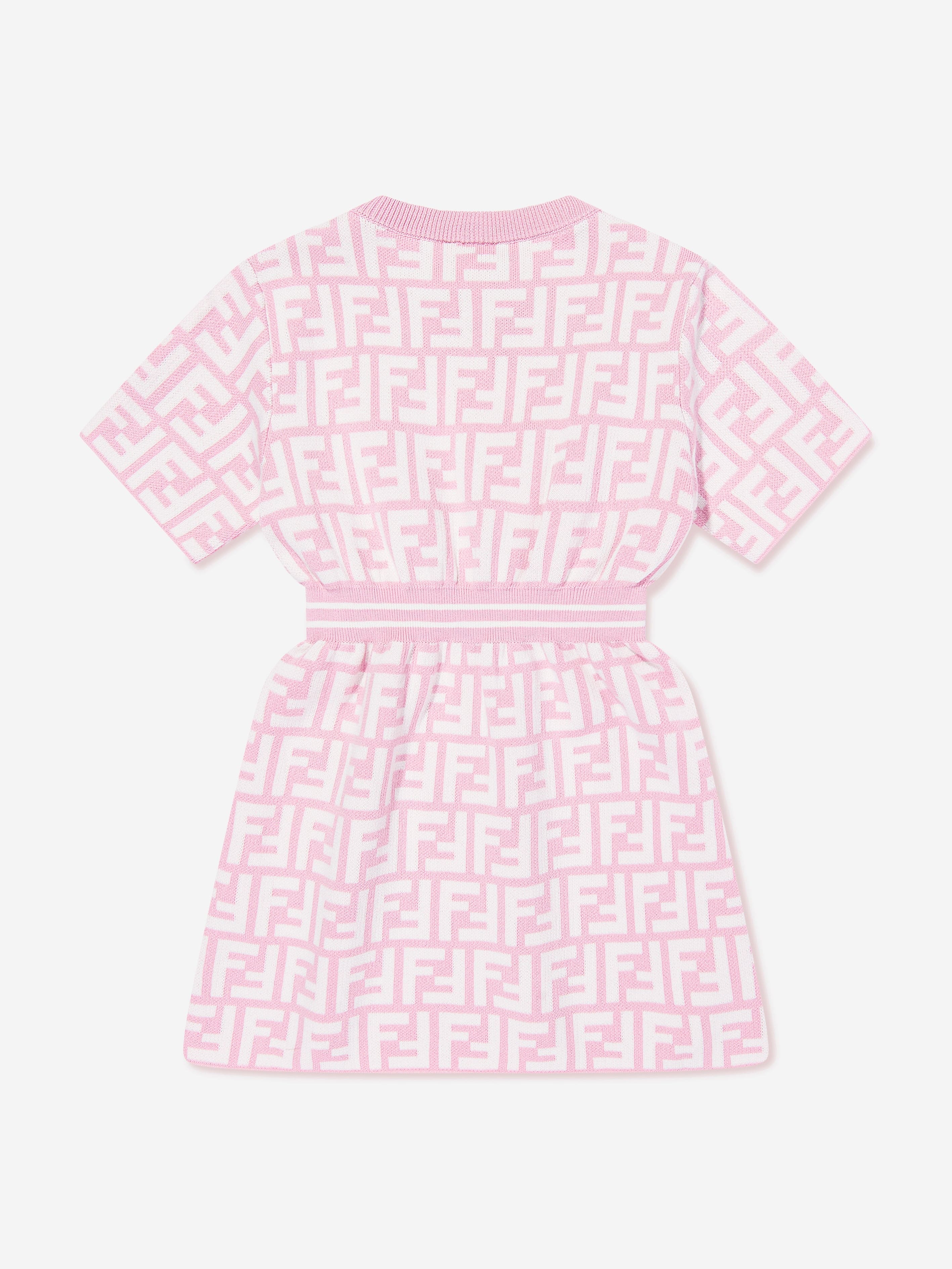 Fendi Baby Girls FF Logo Knit Dress in Pink Fendi Baby Girls FF Logo Knit Dress in Pink