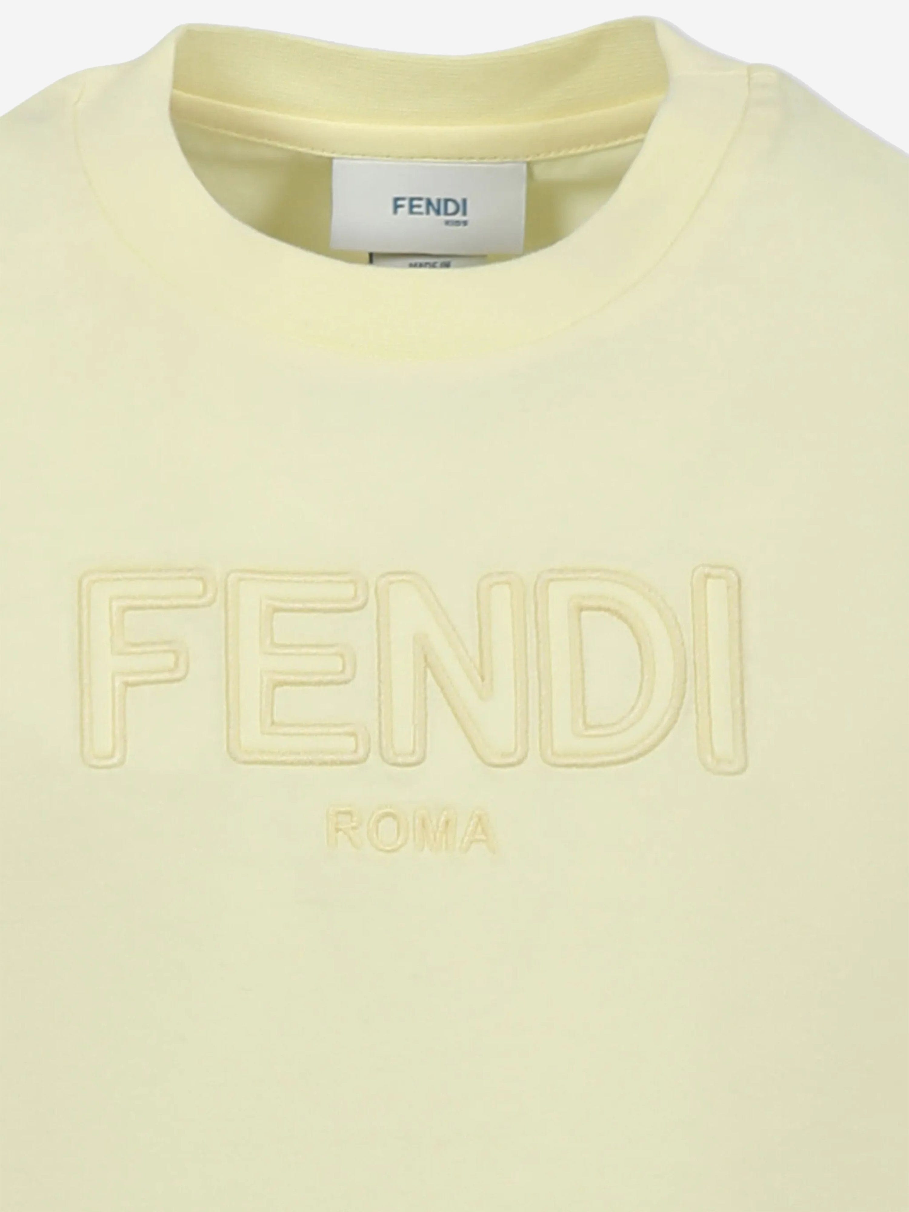 Fendi Kids Logo T-Shirt in Yellow | Childsplay Clothing