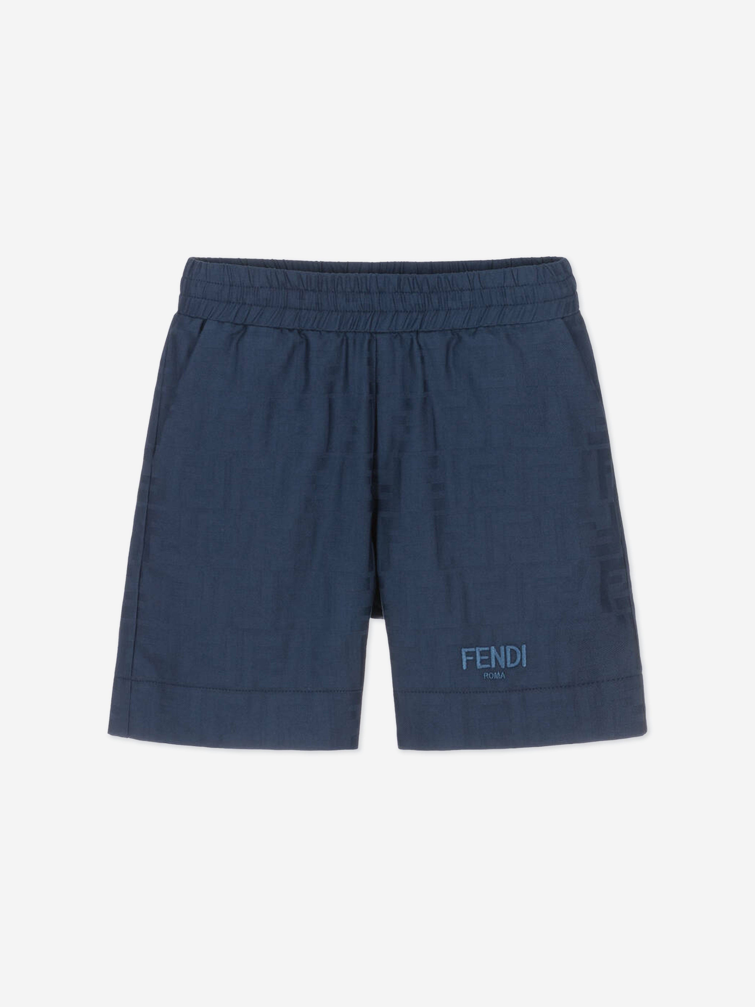 Fendi Boys FF Jacquard Shorts in Navy