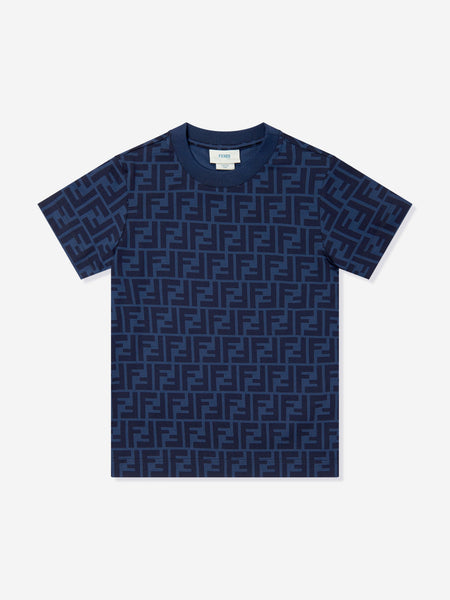 FENDI KIDS Tシャツ　ネイビー サイズ24M Kids Short Sleeve Tee with Fendi Text Logo - Navy - PureAtlanta.com