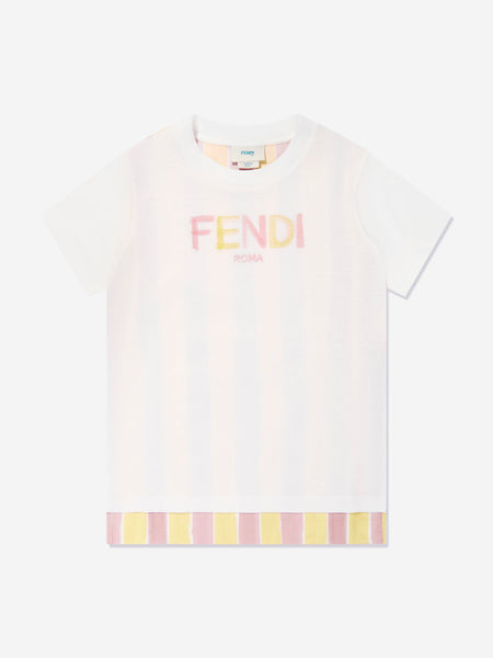 Fendi Kids Pequin Print T-Shirt in Yellow | Childsplay Clothing