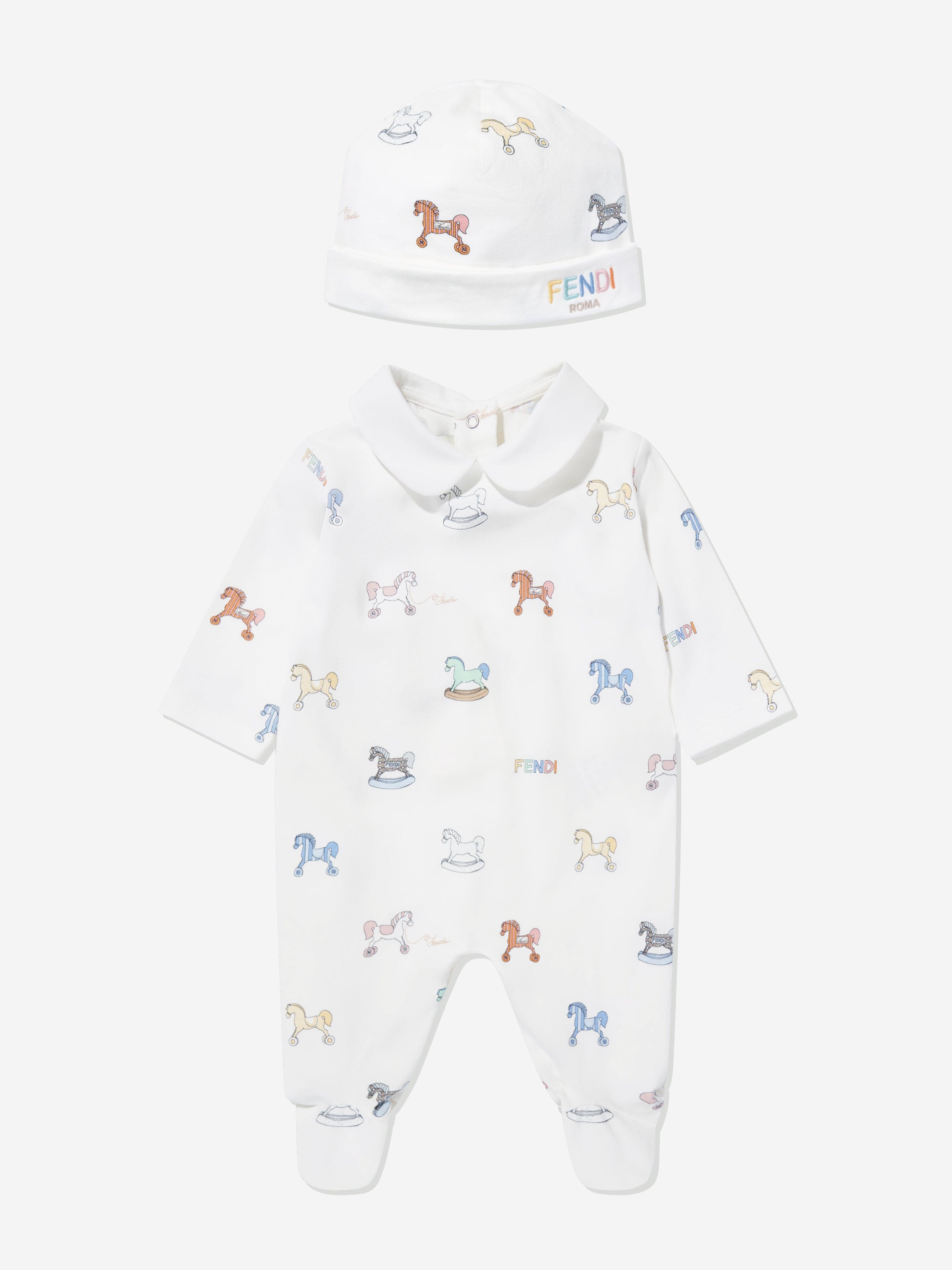 Fendi Baby Toy Horse Babygrow Set in White | Childsplay Clothing
