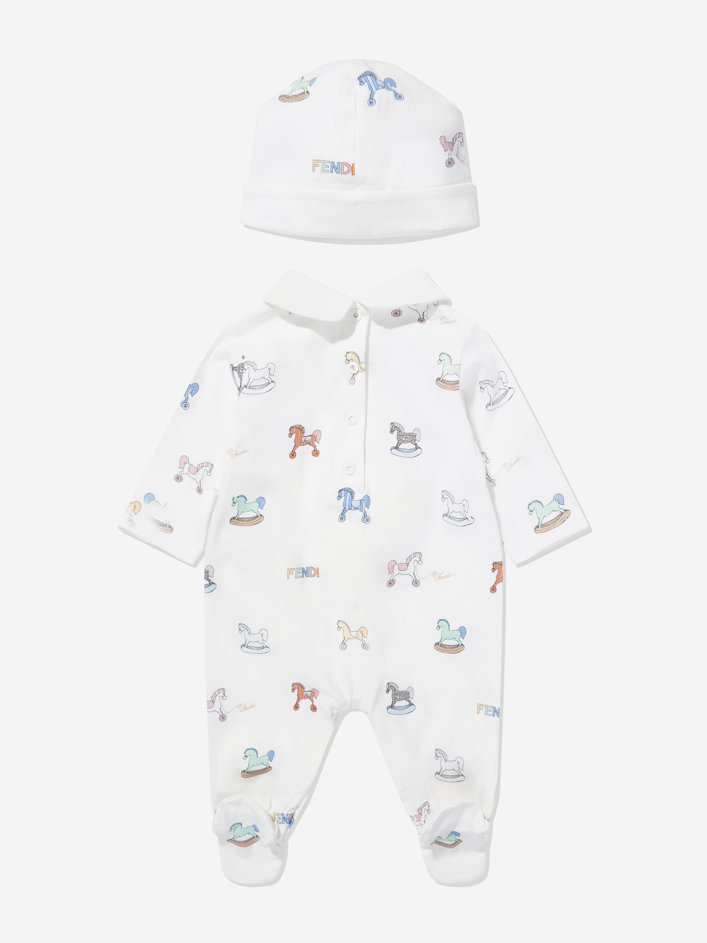 Fendi Baby Toy Horse Babygrow Set in White | Childsplay Clothing