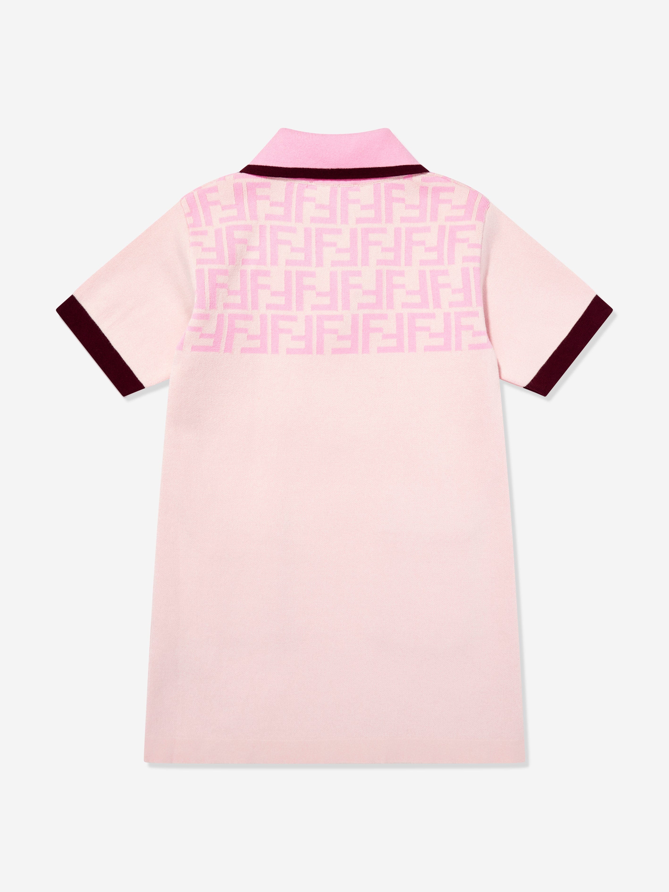 f&f pink dress Pink Fendi Piece Fendi Girls FF Logo Polo Dress In Pink Childsplay Clothing