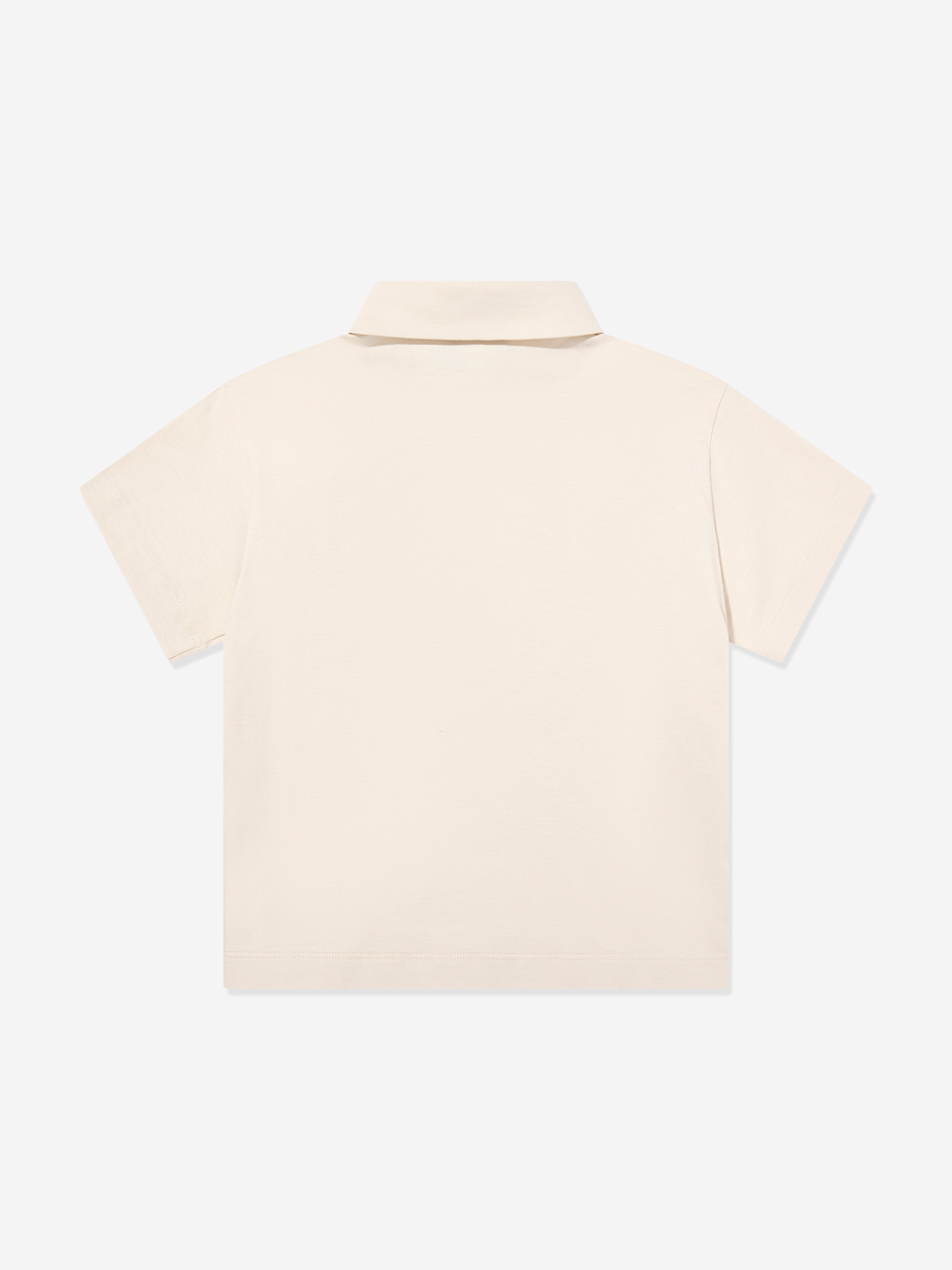 FENDI アイボリー ポロシャツ Fendi Boys FF Logo Pocket Polo Shirt in Beige | Childsplay Clothing