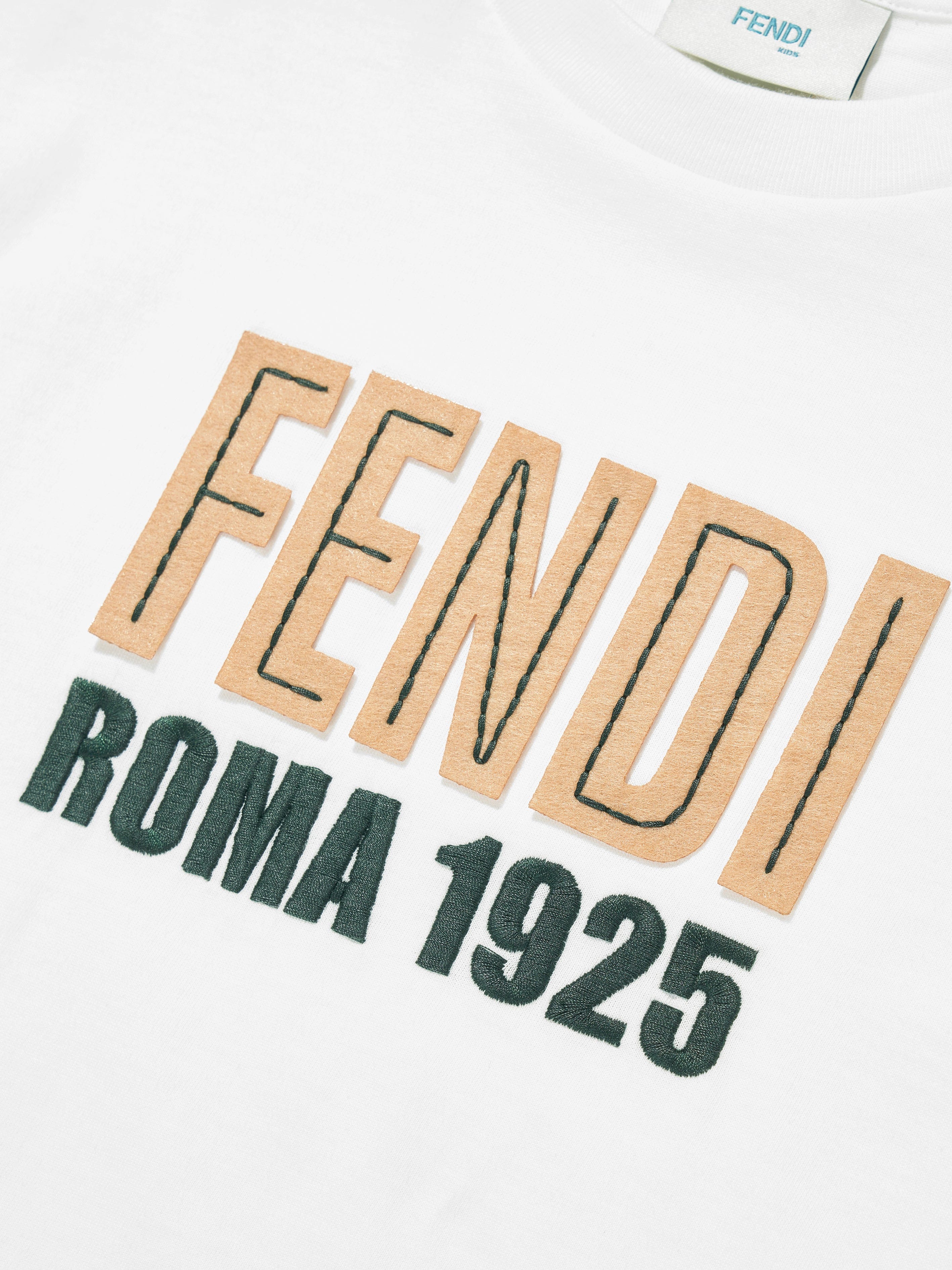 FENDI キッズ　キャラクター Tシャツ ホワイト　12歳 Fendi Kids Logo T-Shirt in White | Childsplay Clothing