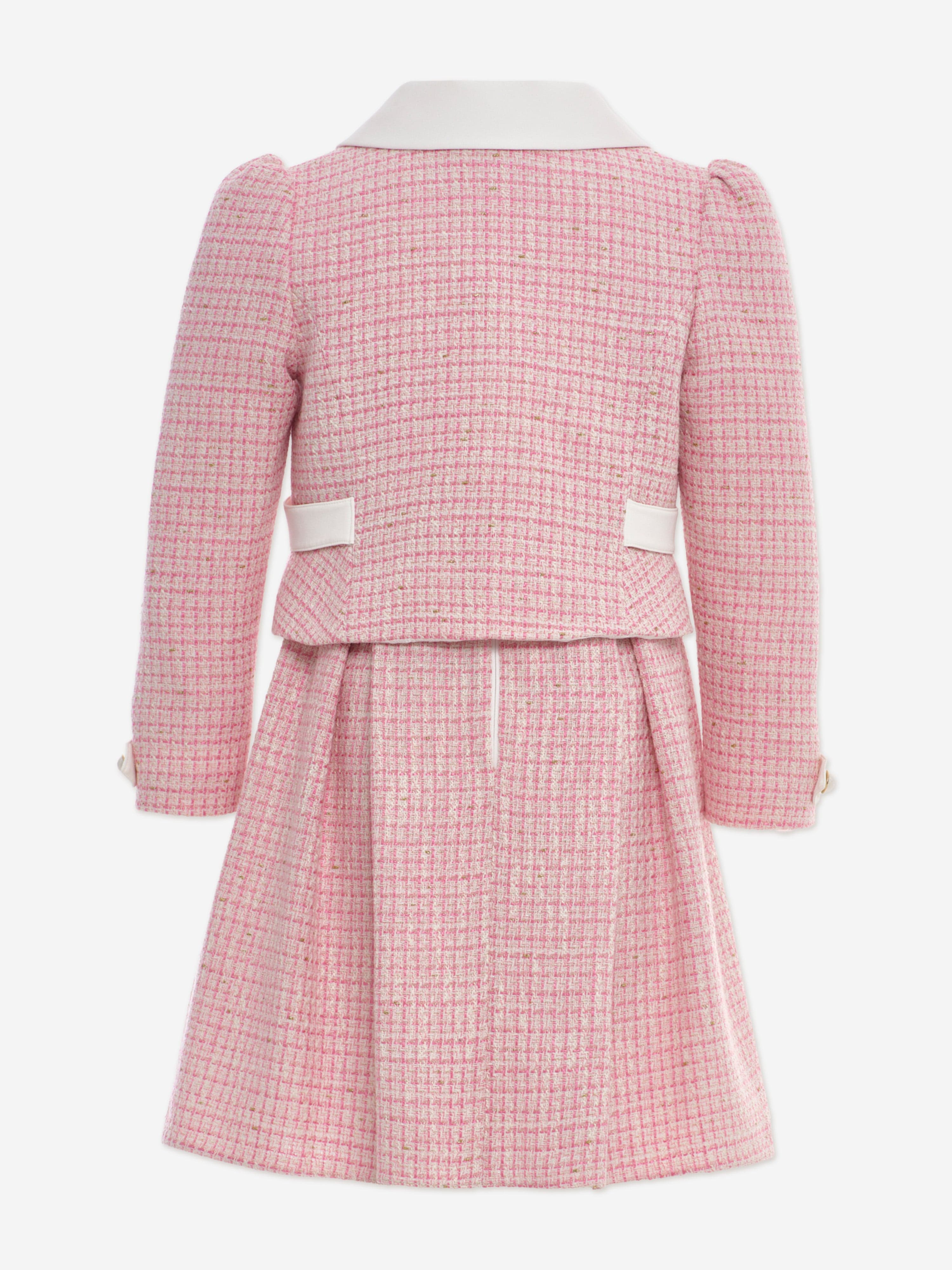 FLOREL Girls Tweed Jacket and Skirt Set in Pink | Childsplay Clothing