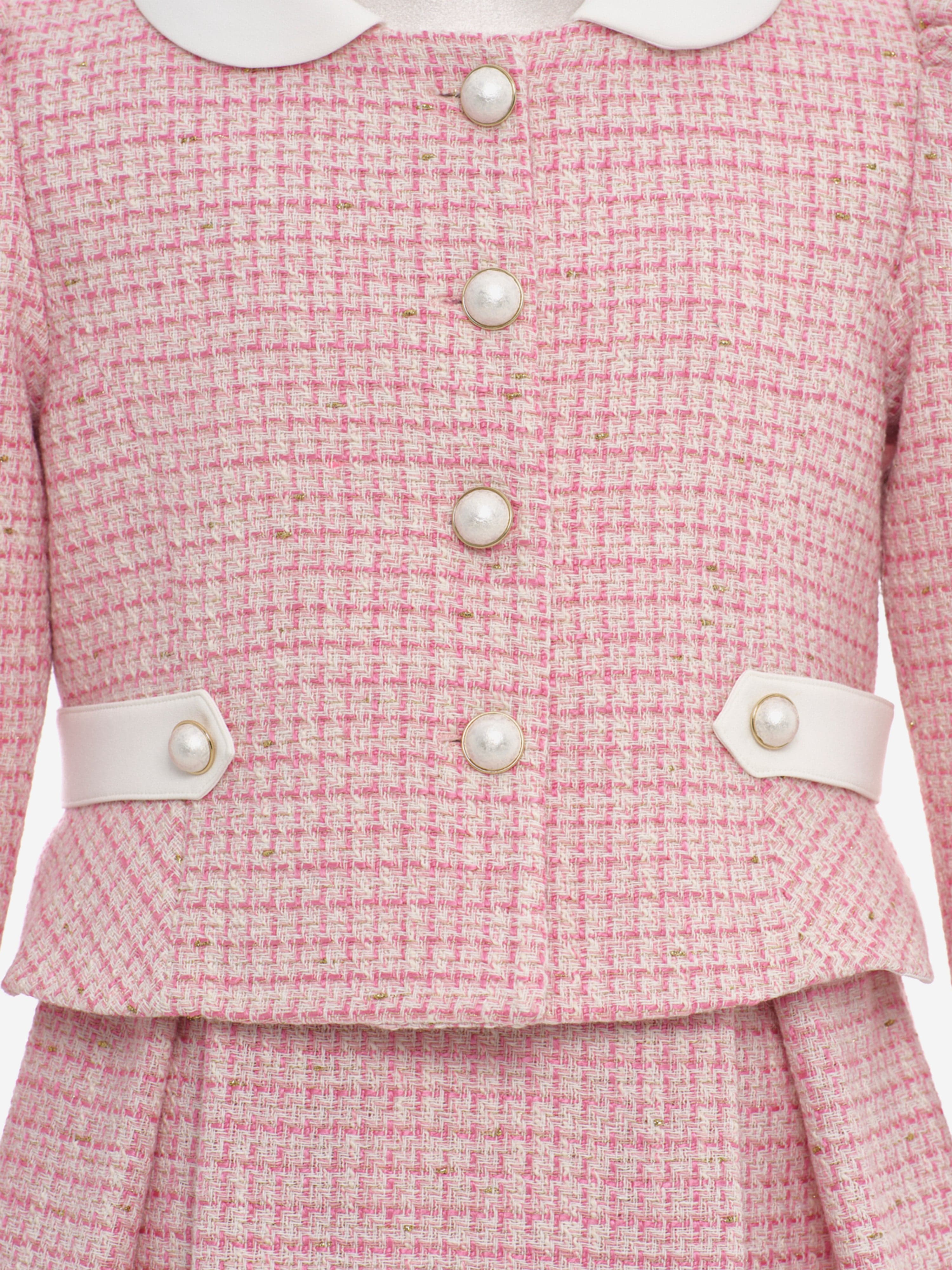 FLOREL Girls Tweed Jacket and Skirt Set in Pink | Childsplay Clothing