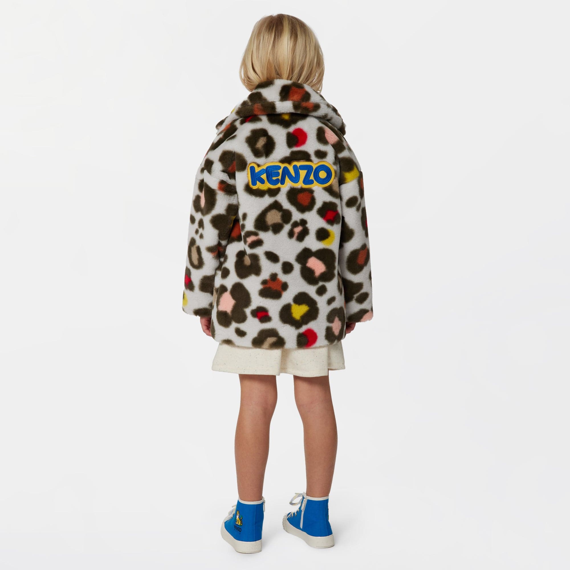KENZO Girls Faux Fur Coat in Multicolour | Childsplay Clothing