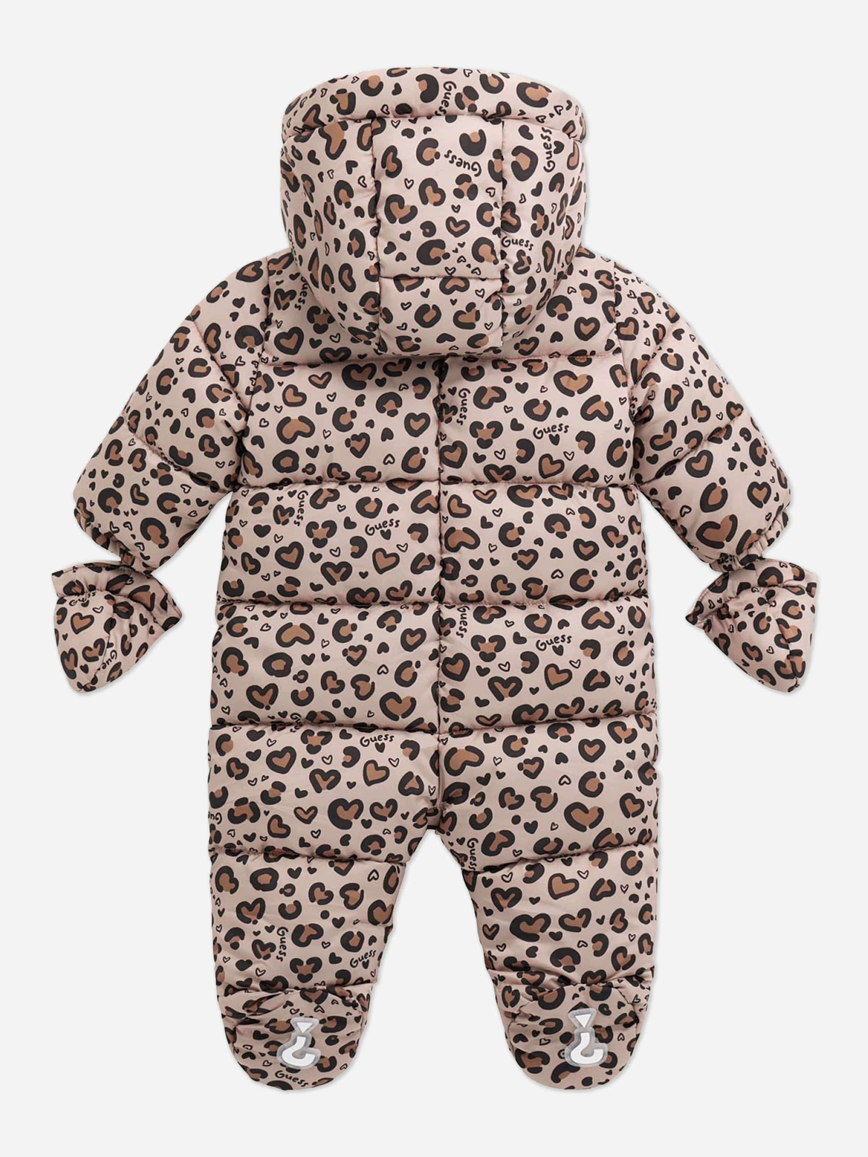 Guess Baby Girls Leopard Print Snowsuit in Beige | Childsplay Clothing