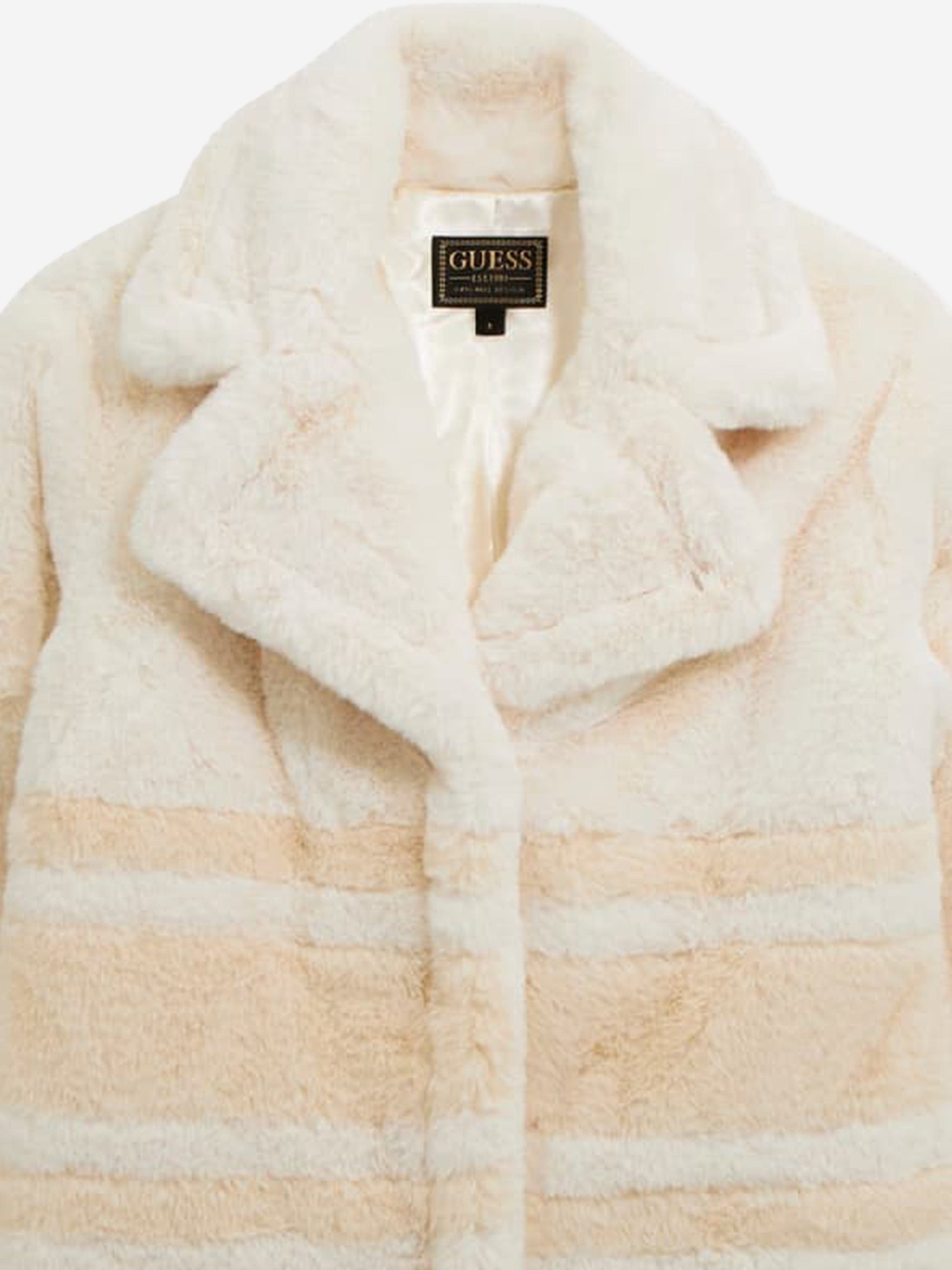 Guess Girls Faux Fur Coat in Ivory | Childsplay Clothing