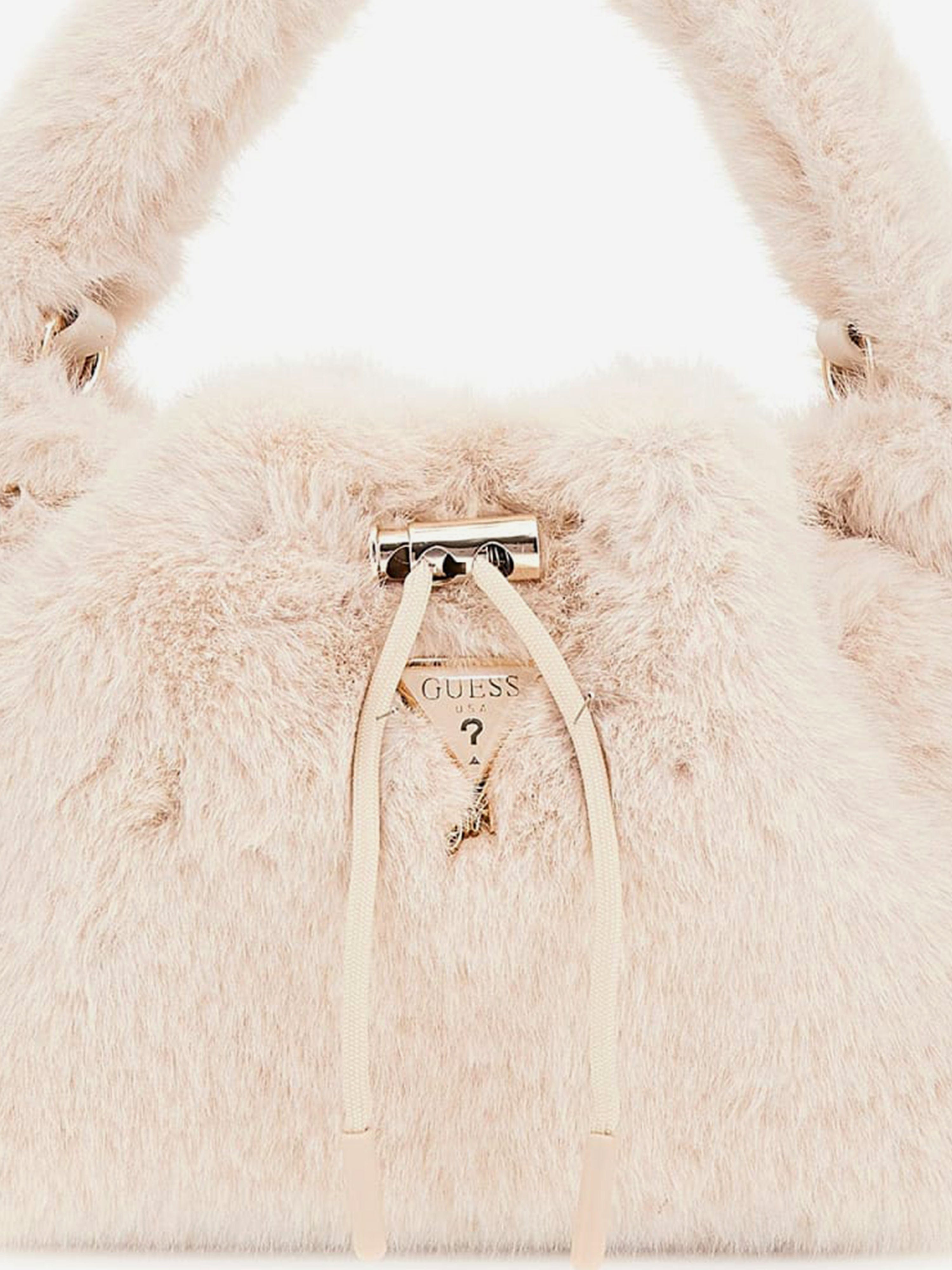 Guess Girls Faux Fur Shoulder Bag in Ivory (28cm) | Childsplay