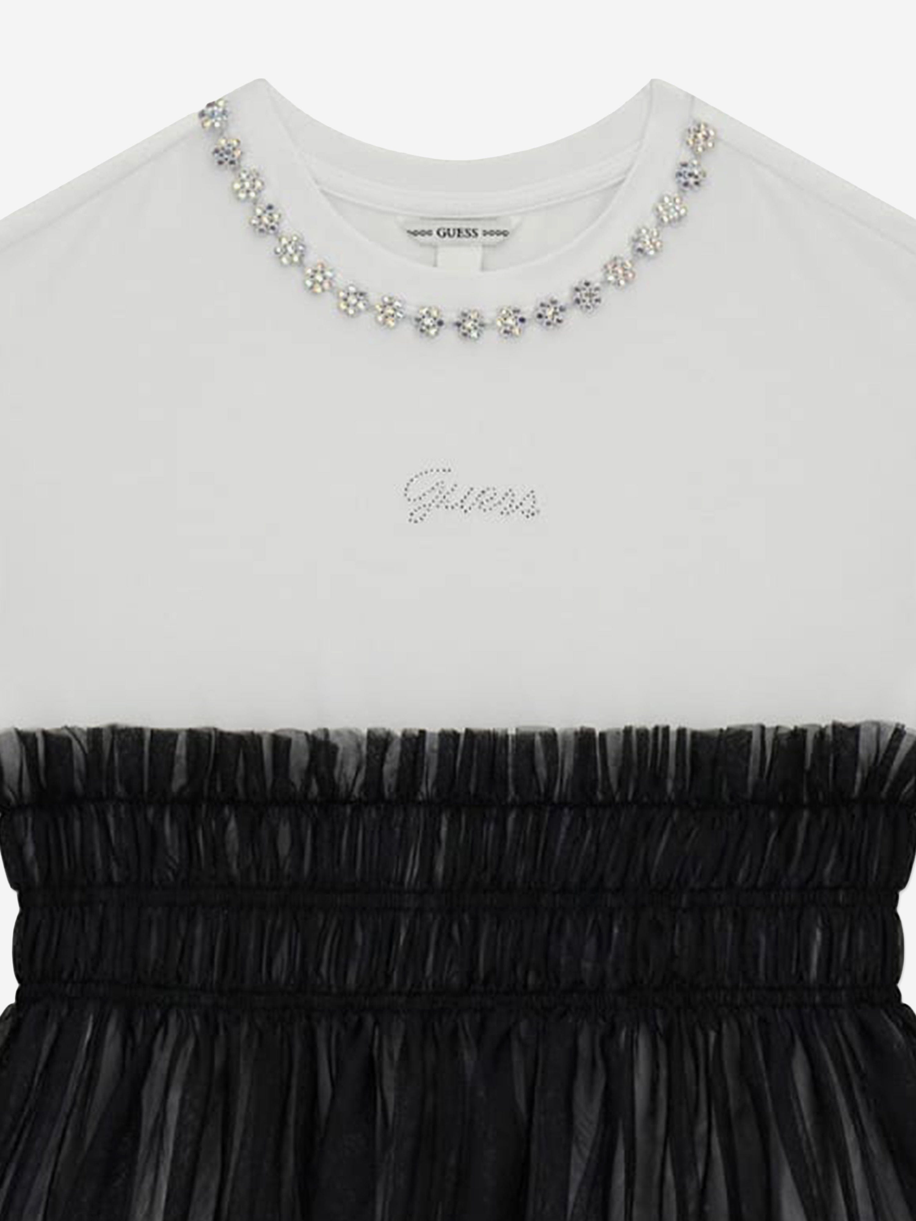 Guess Girls Mixed Fabric Dress in Black | Childsplay Clothing Guess Girls Mixed Fabric Dress in Black | Childsplay Clothing