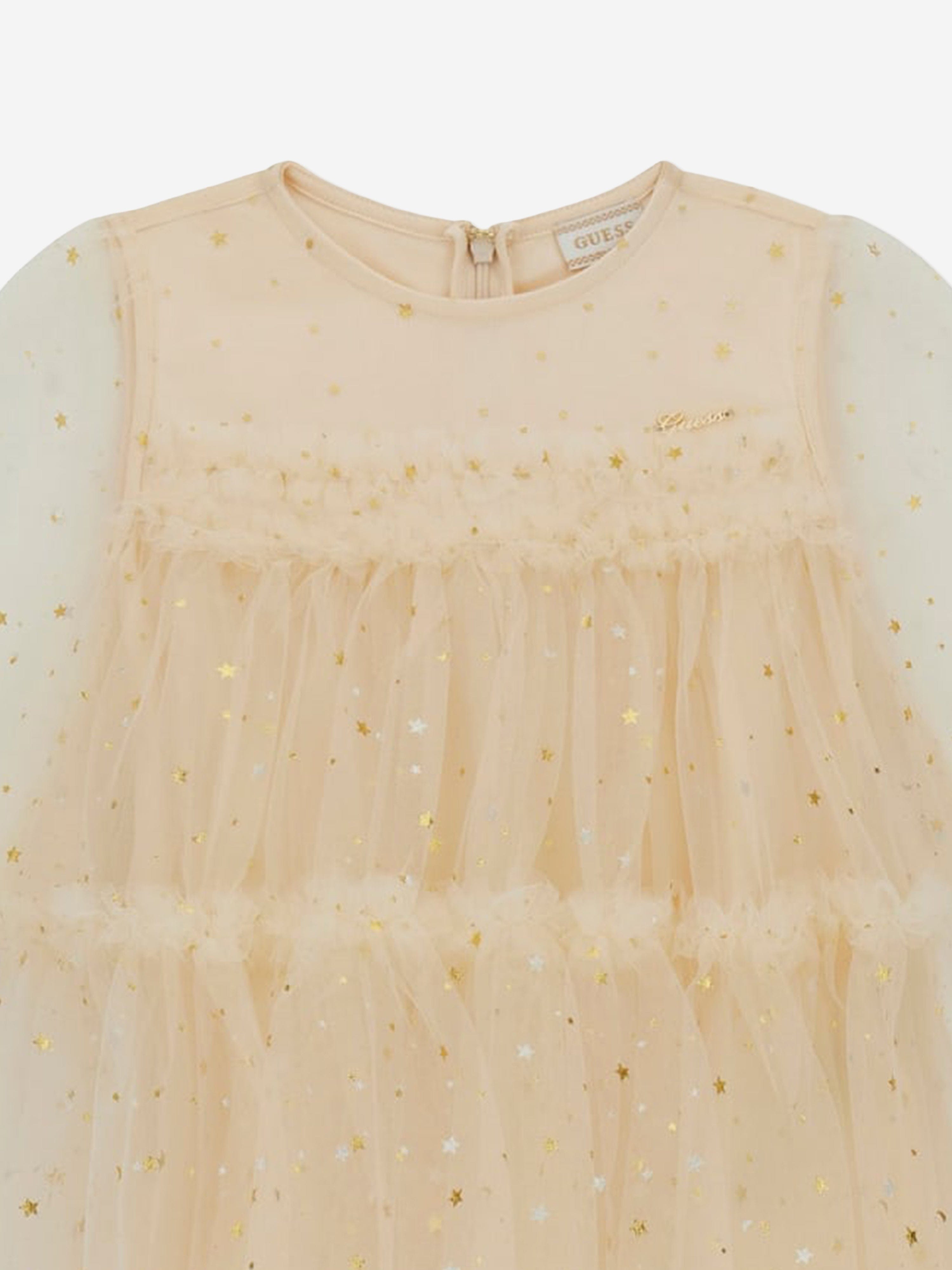 Guess Girls Tulle Star Dress in Ivory