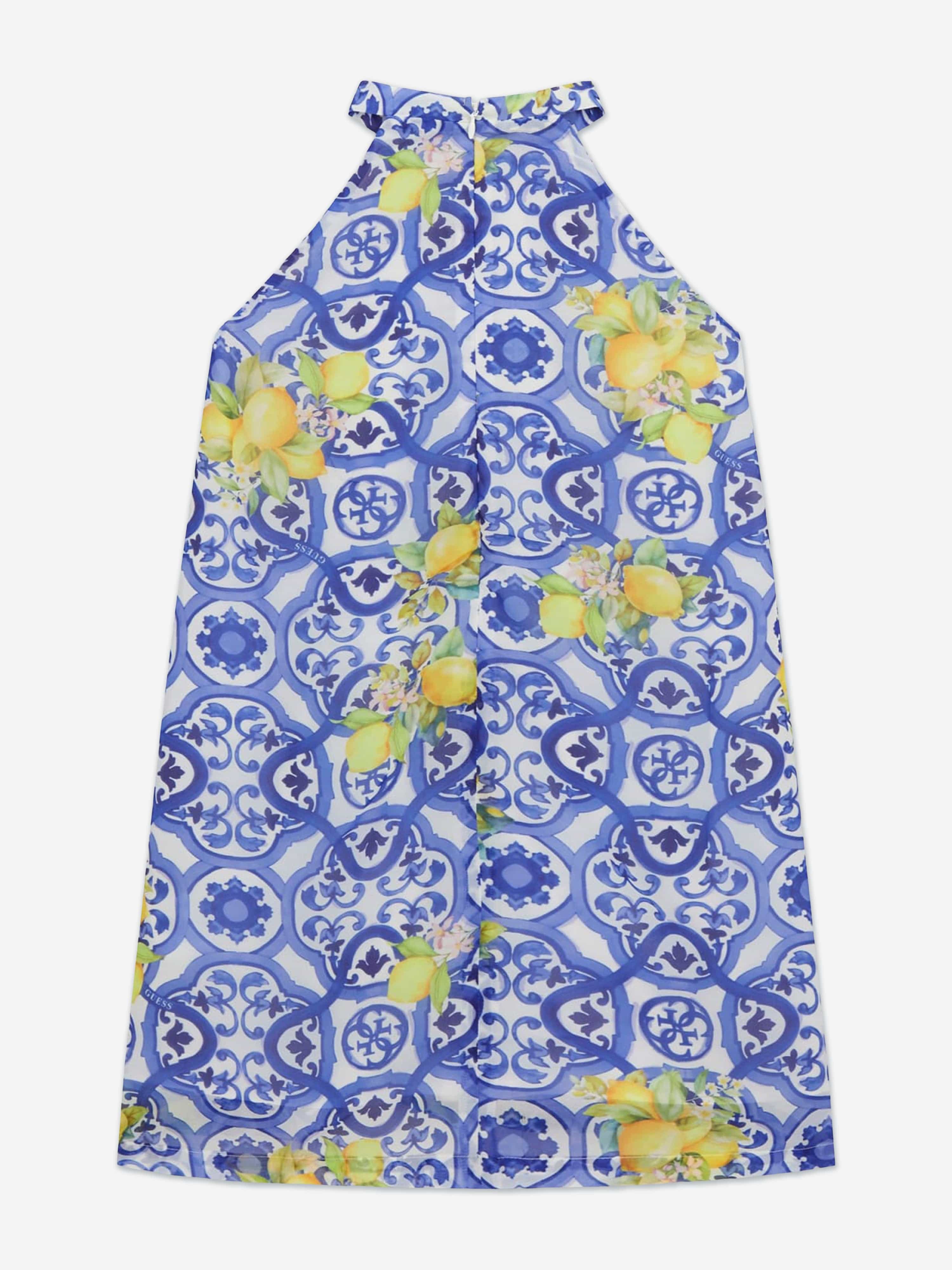 Guess Girls Amalfi Coast Chiffon Dress in Blue 10 Yrs