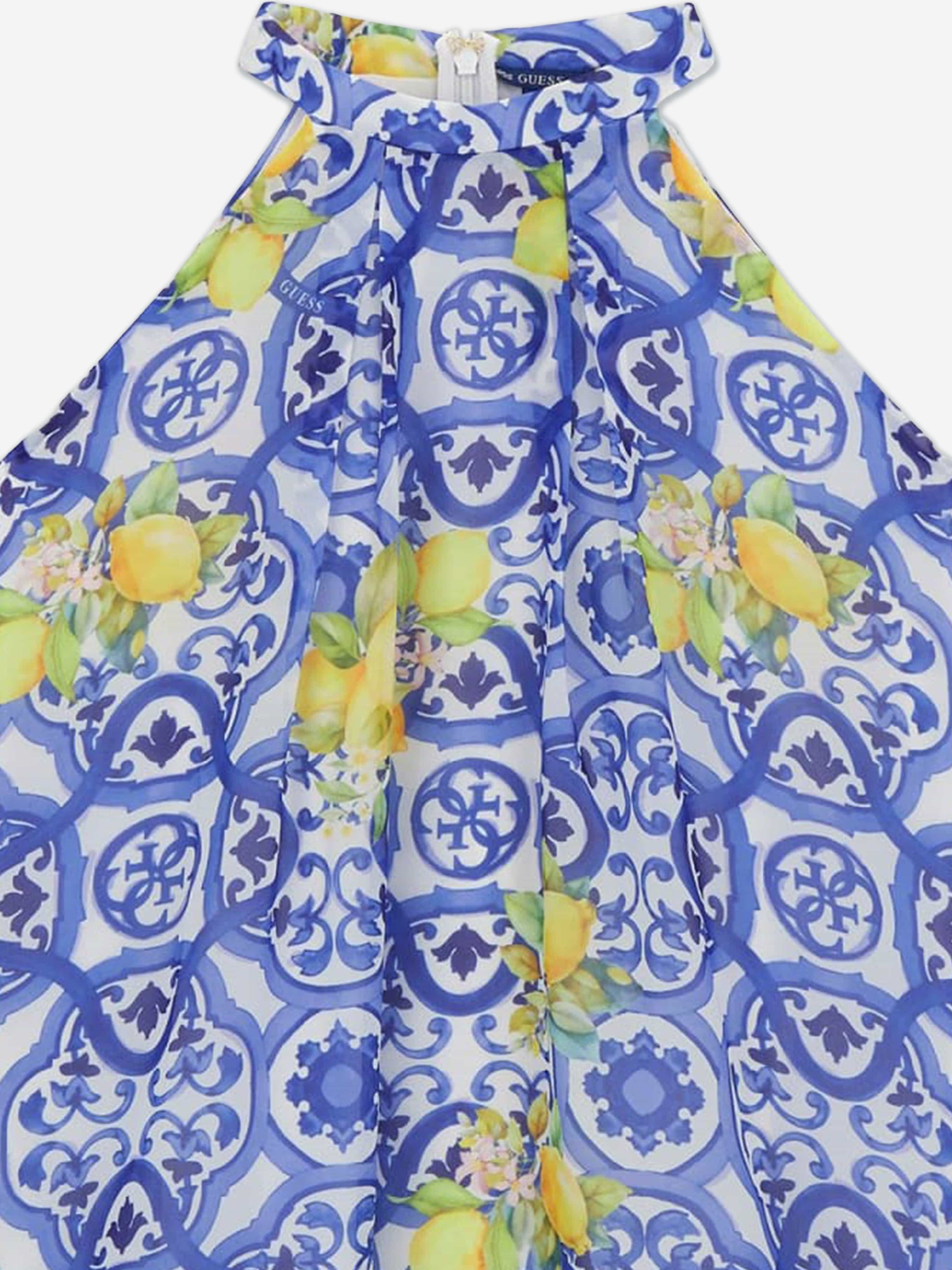 Guess Girls Amalfi Coast Chiffon Dress in Blue