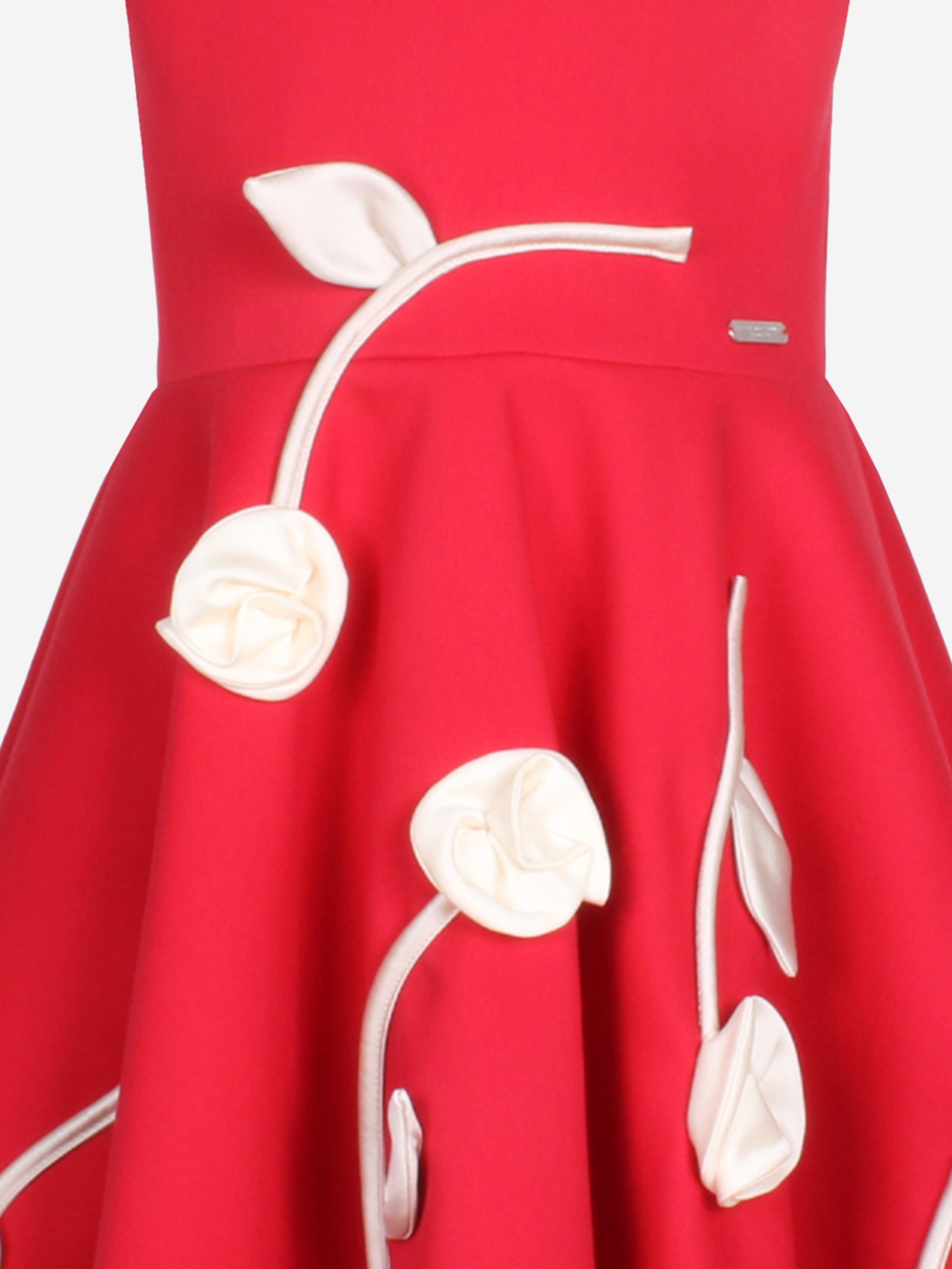 Jessie and James Girls Rain of Flowers Dress in Red 3 Yrs