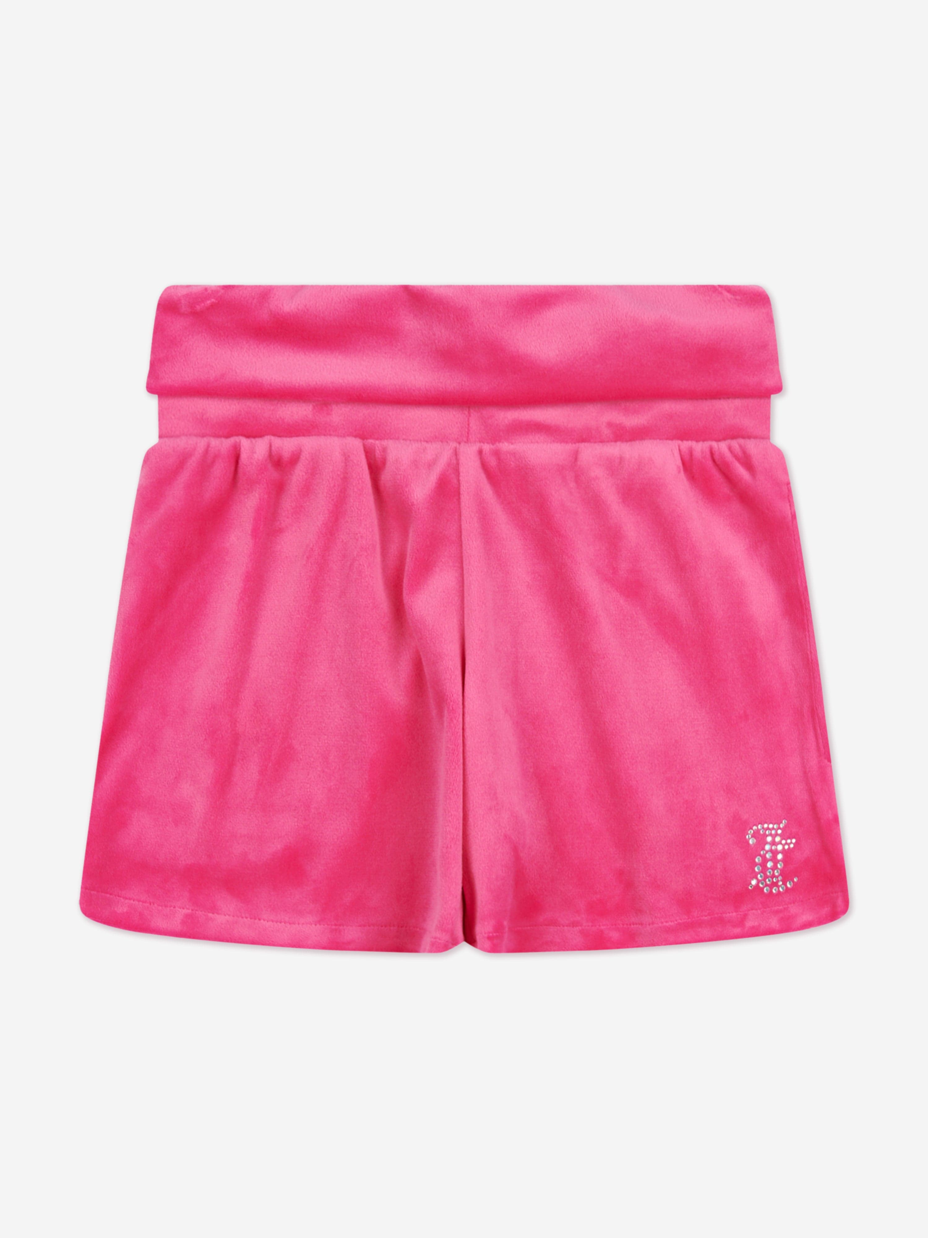 Juicy Couture Girls Fold Over Waist Shorts in Pink