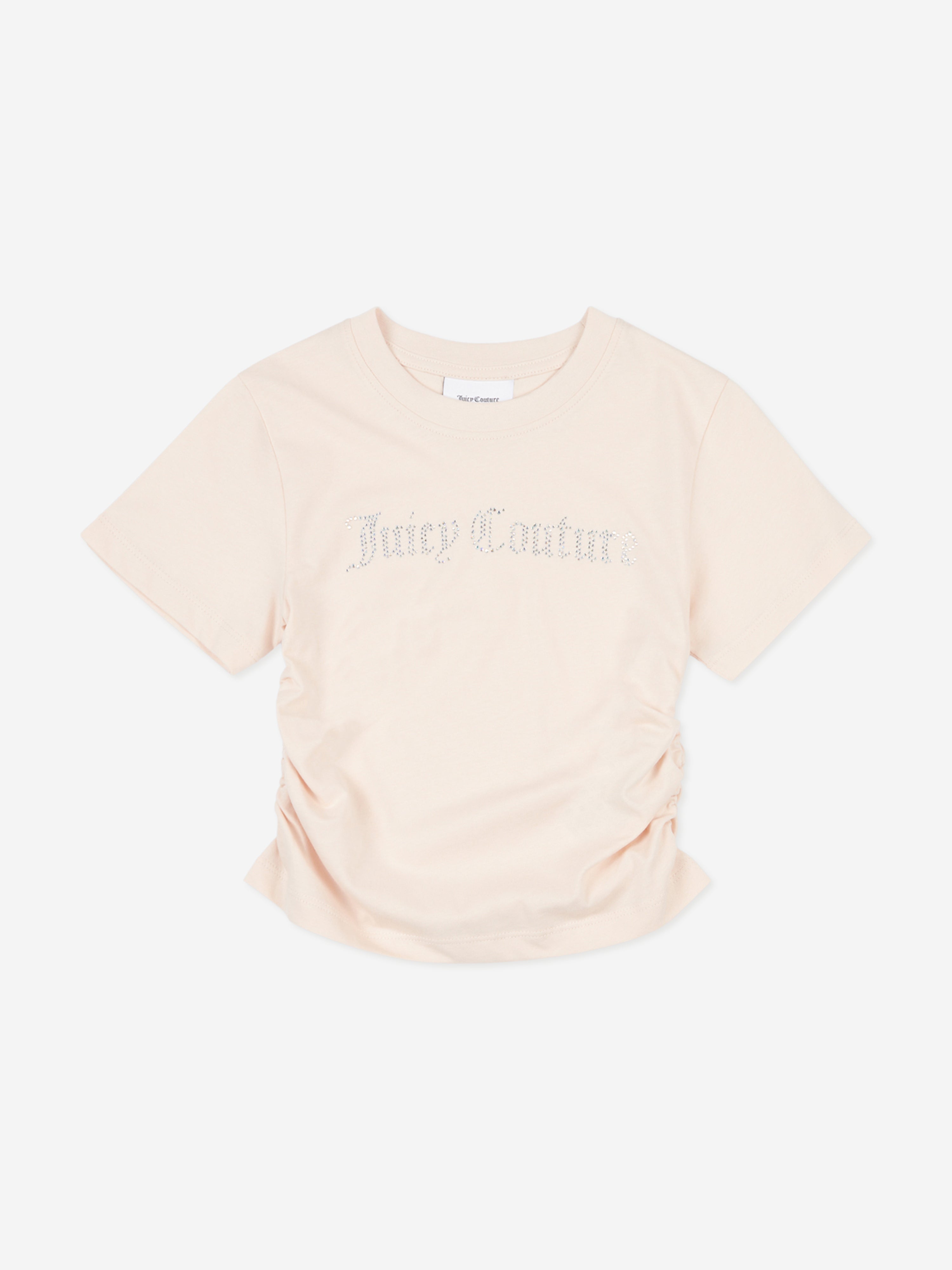 Juicy Couture Girls Diamante Logo T-Shirt in Beige