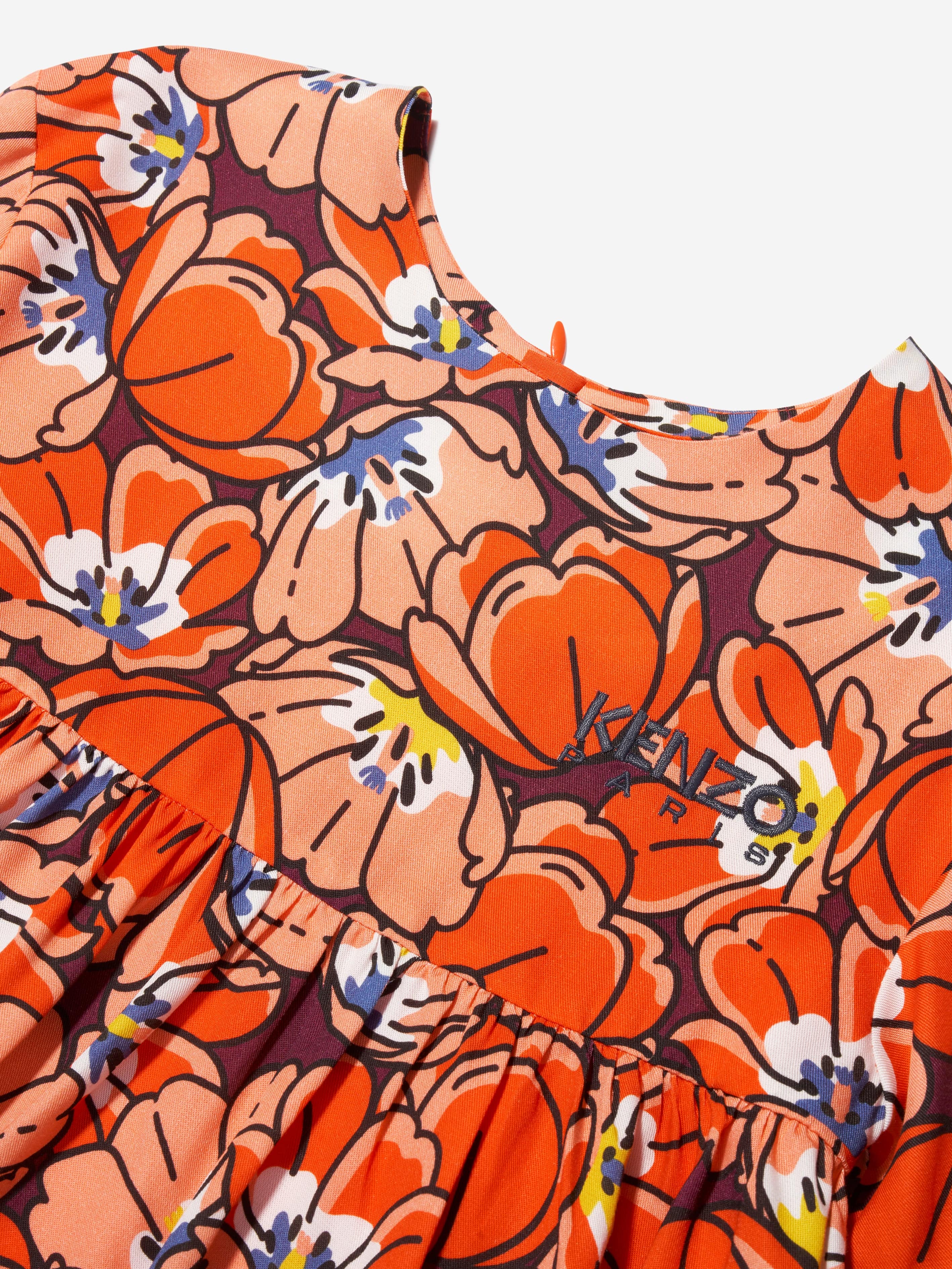 KENZO Girls Boke Flower Dress in Orange | Childsplay Clothing