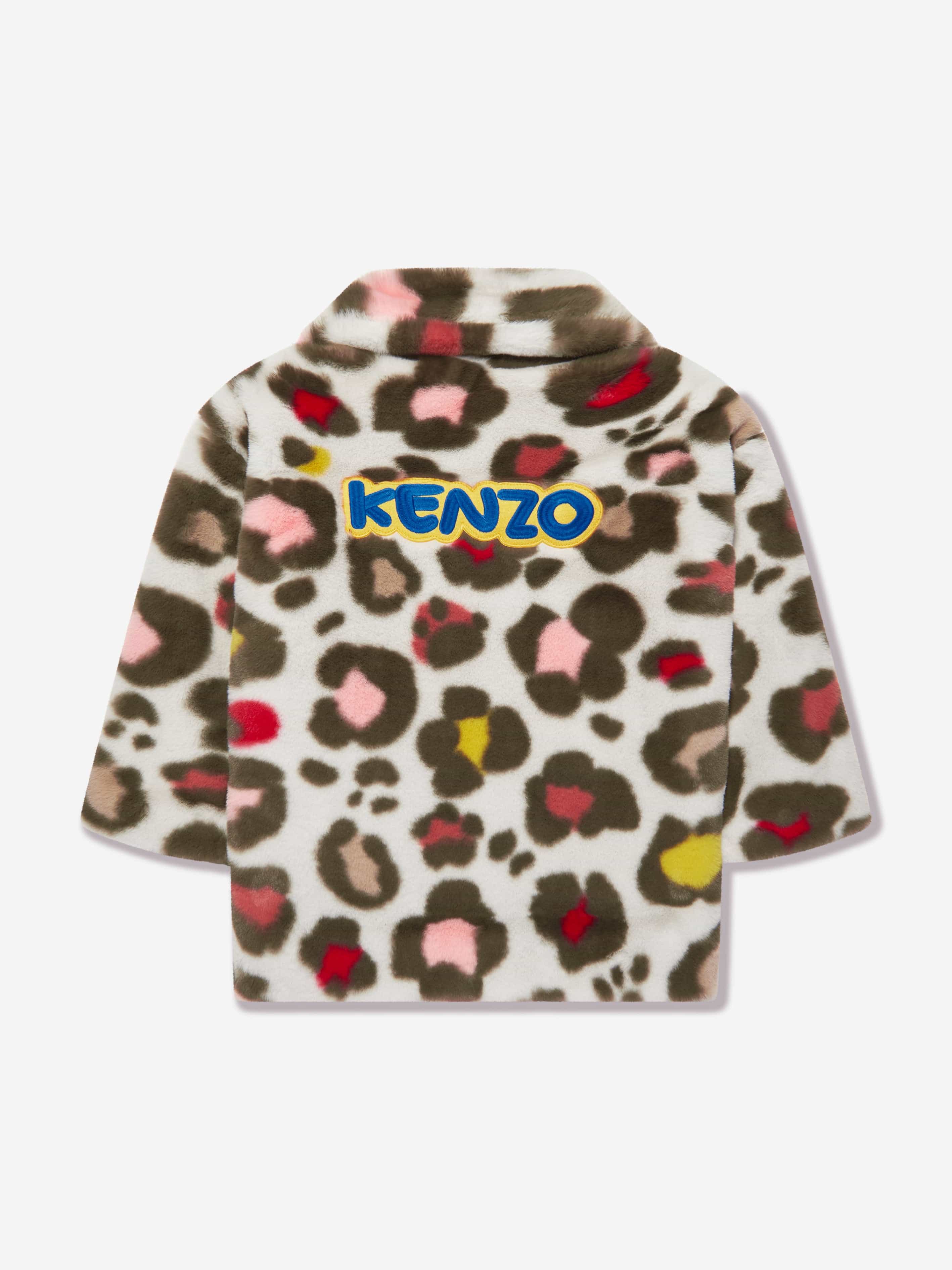 KENZO Girls Faux Fur Coat in Multicolour | Childsplay Clothing