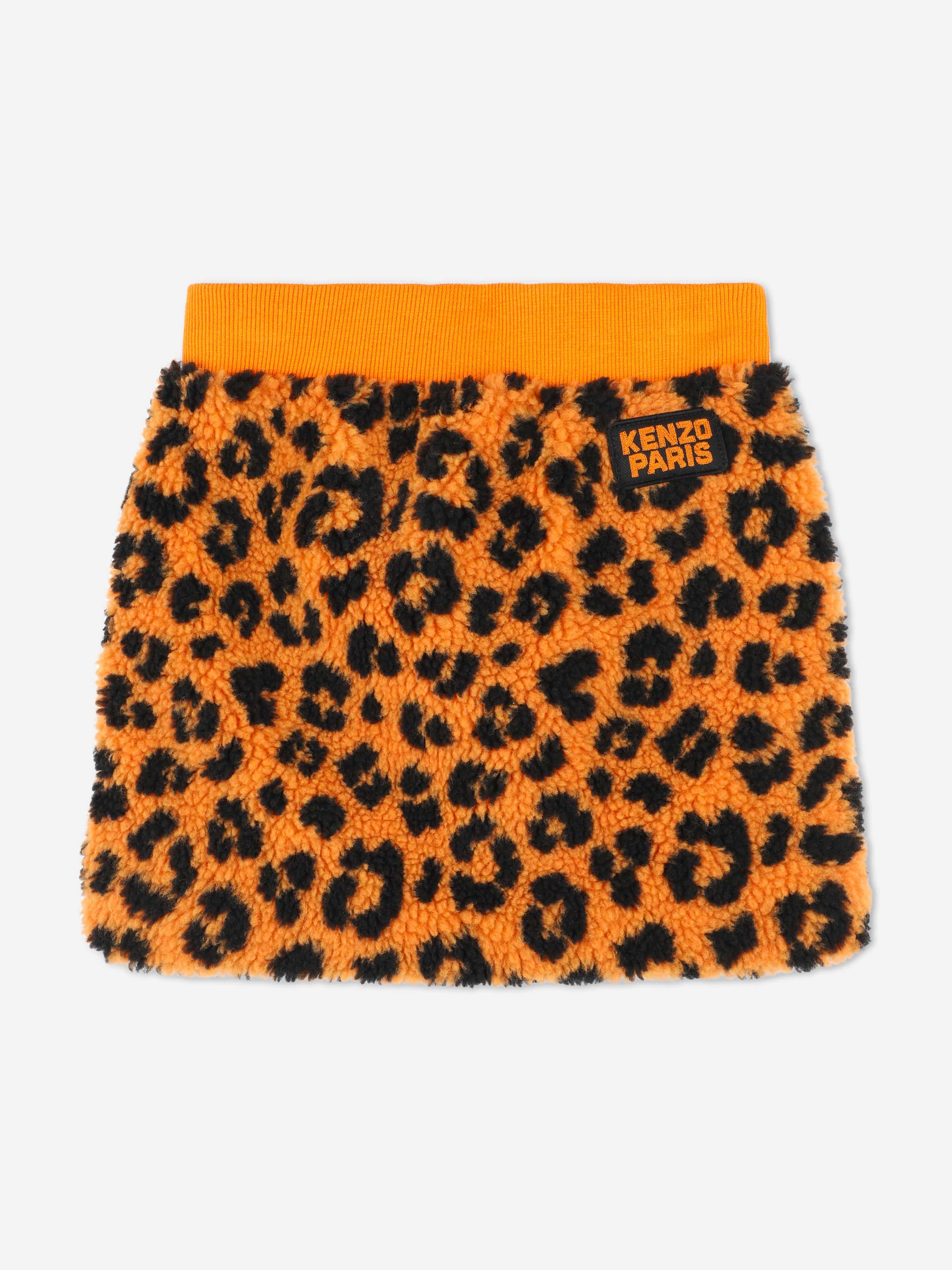 KENZO Girls Leopard Skirt in Orange | Childsplay Clothing