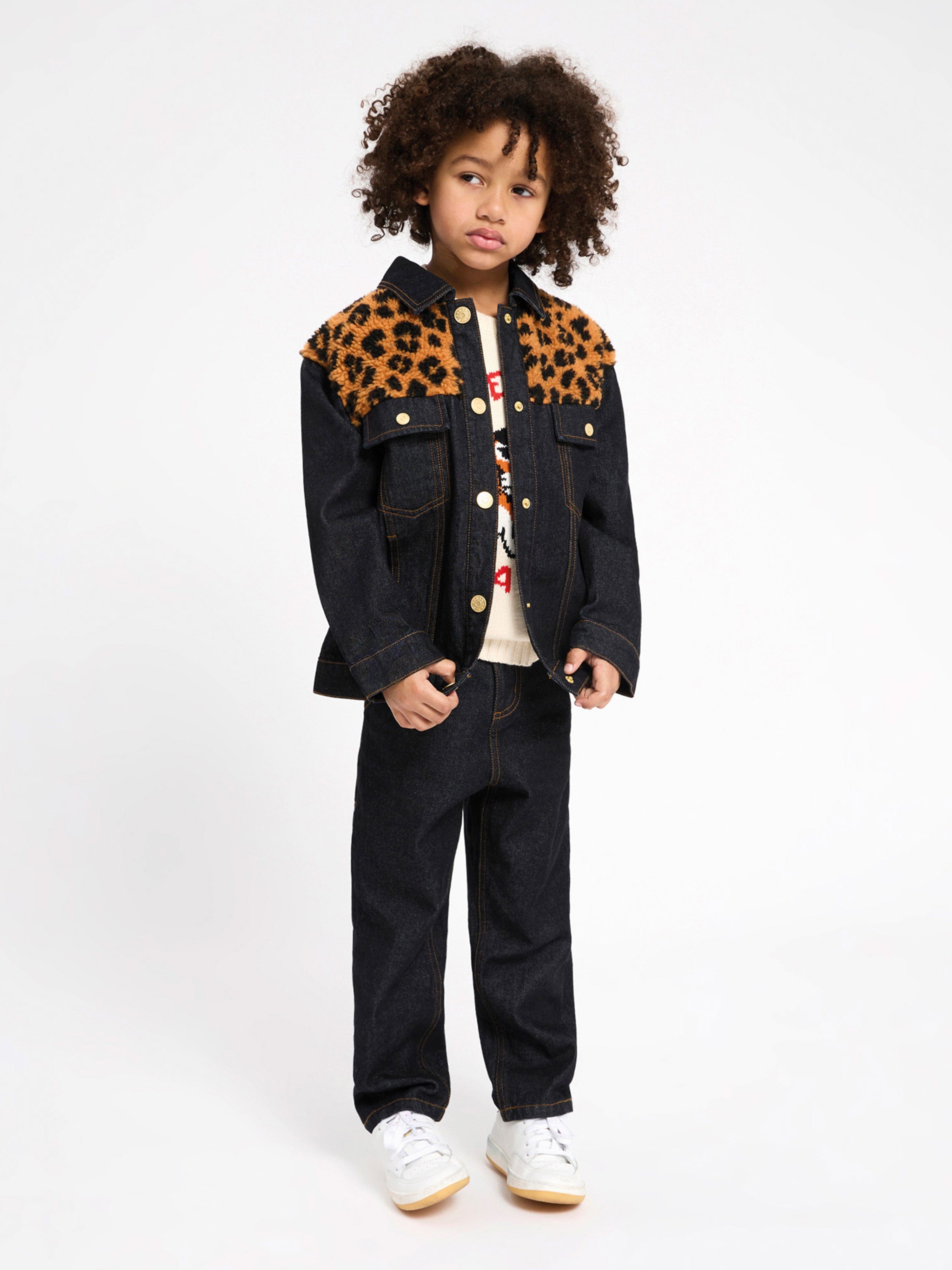 KENZO Kids Leopard Denim Jacket in Black | Childsplay Clothing