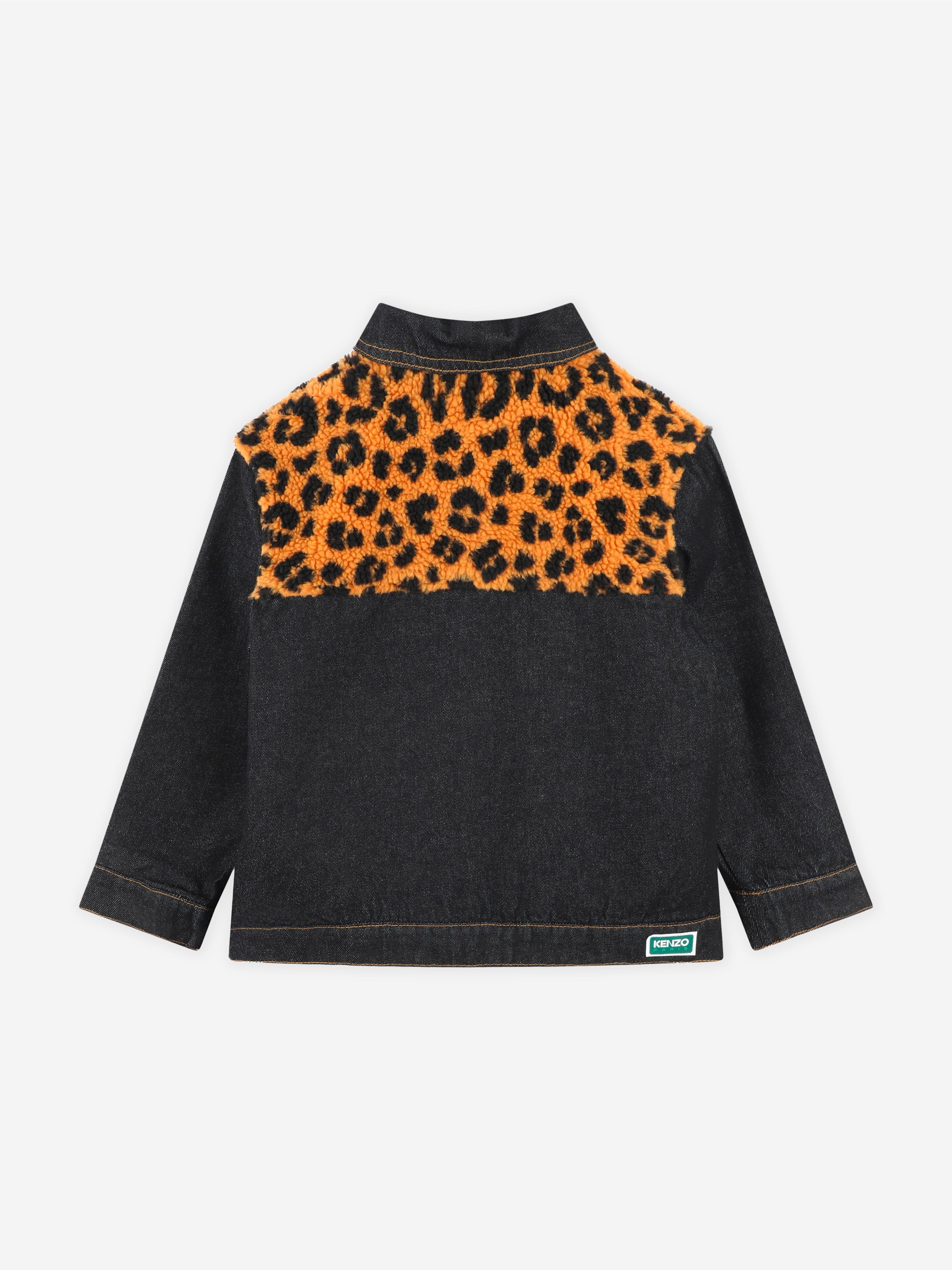 KENZO Kids Leopard Denim Jacket in Black | Childsplay Clothing