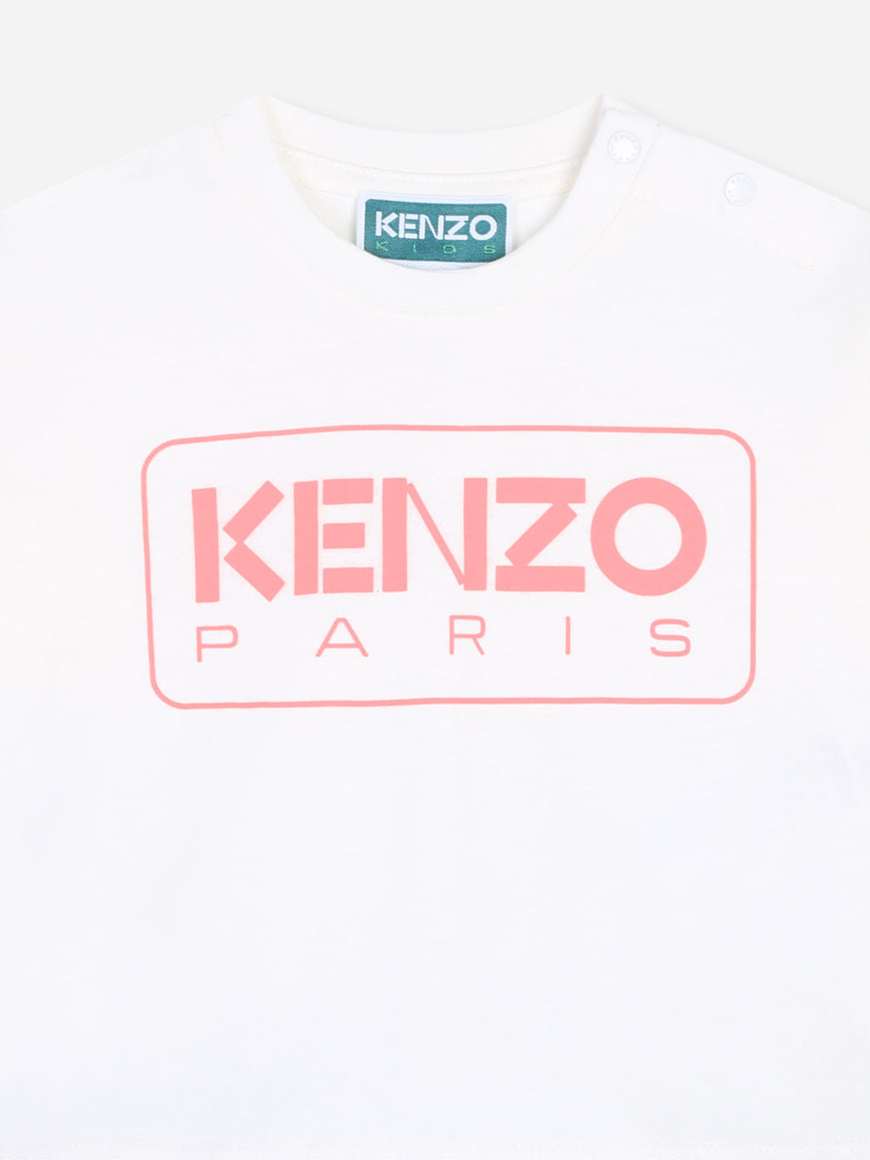 KENZO KIDS KENZO Baby Girls Long Sleeve Logo T-Shirt in Ivory 