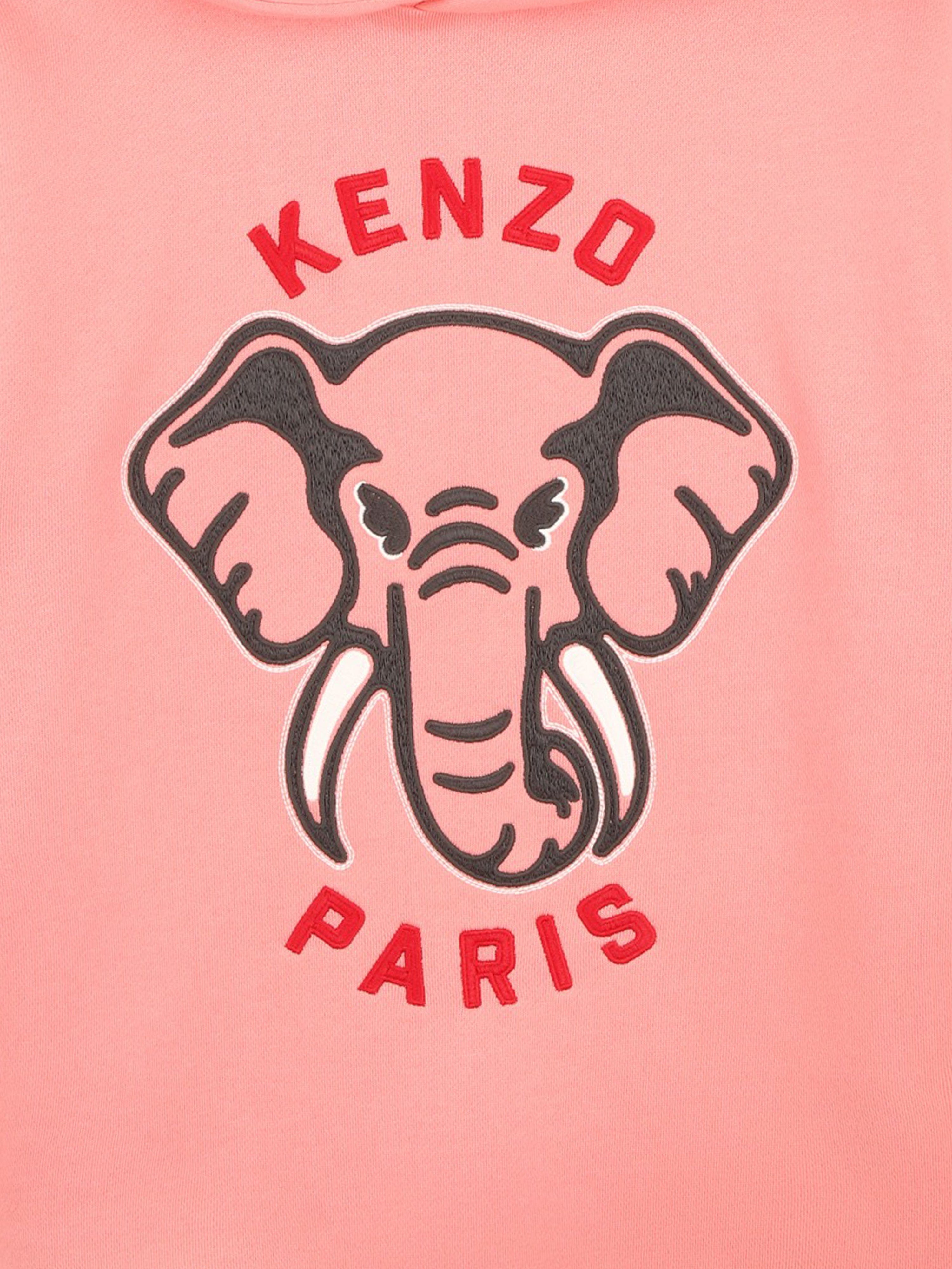 KENZO Girls Elephant Hooded Sweater Dress in Pink | Childsplay