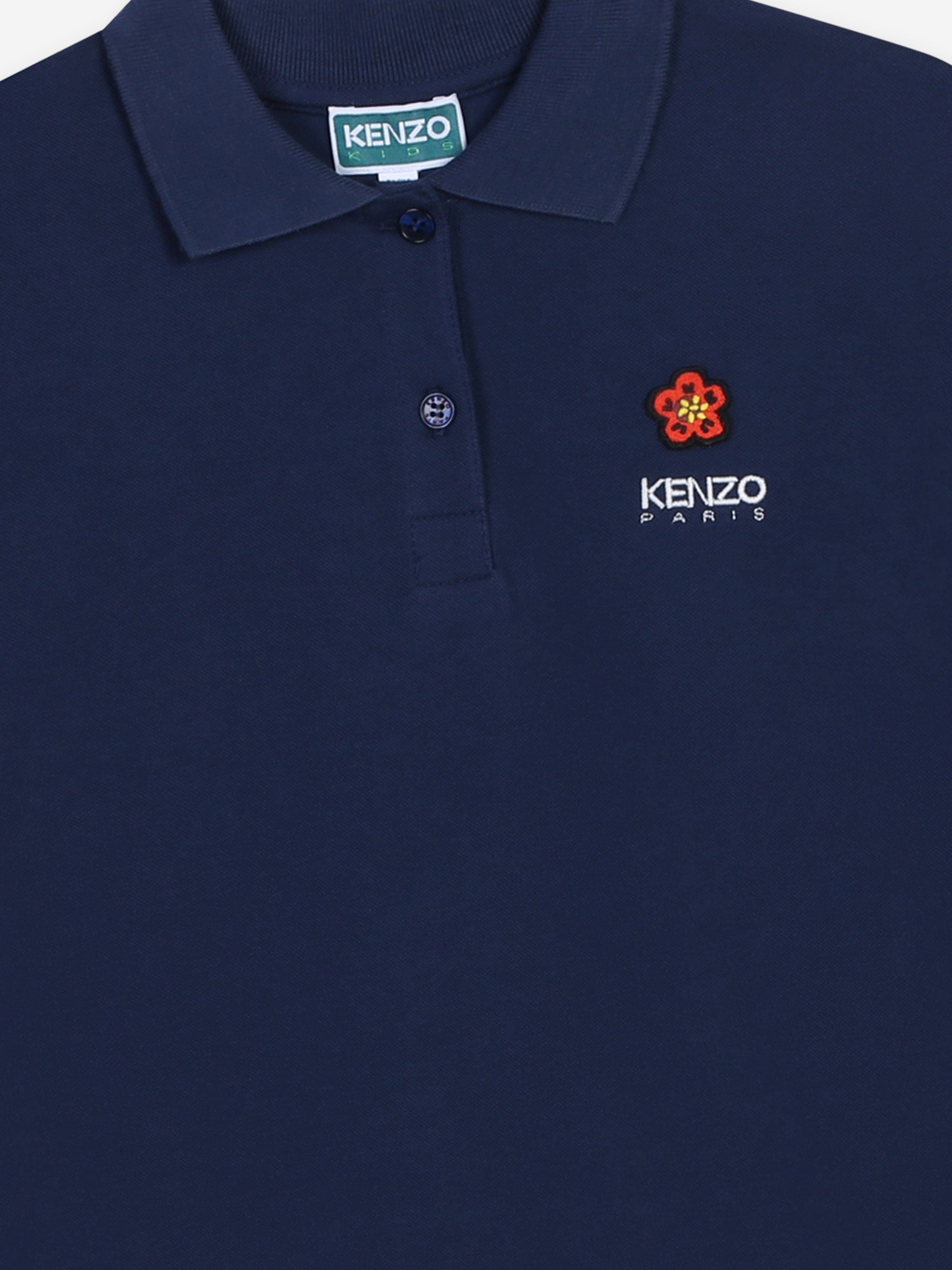 KENZO Girls Boke Flower Polo Dress in Navy | Childsplay Clothing