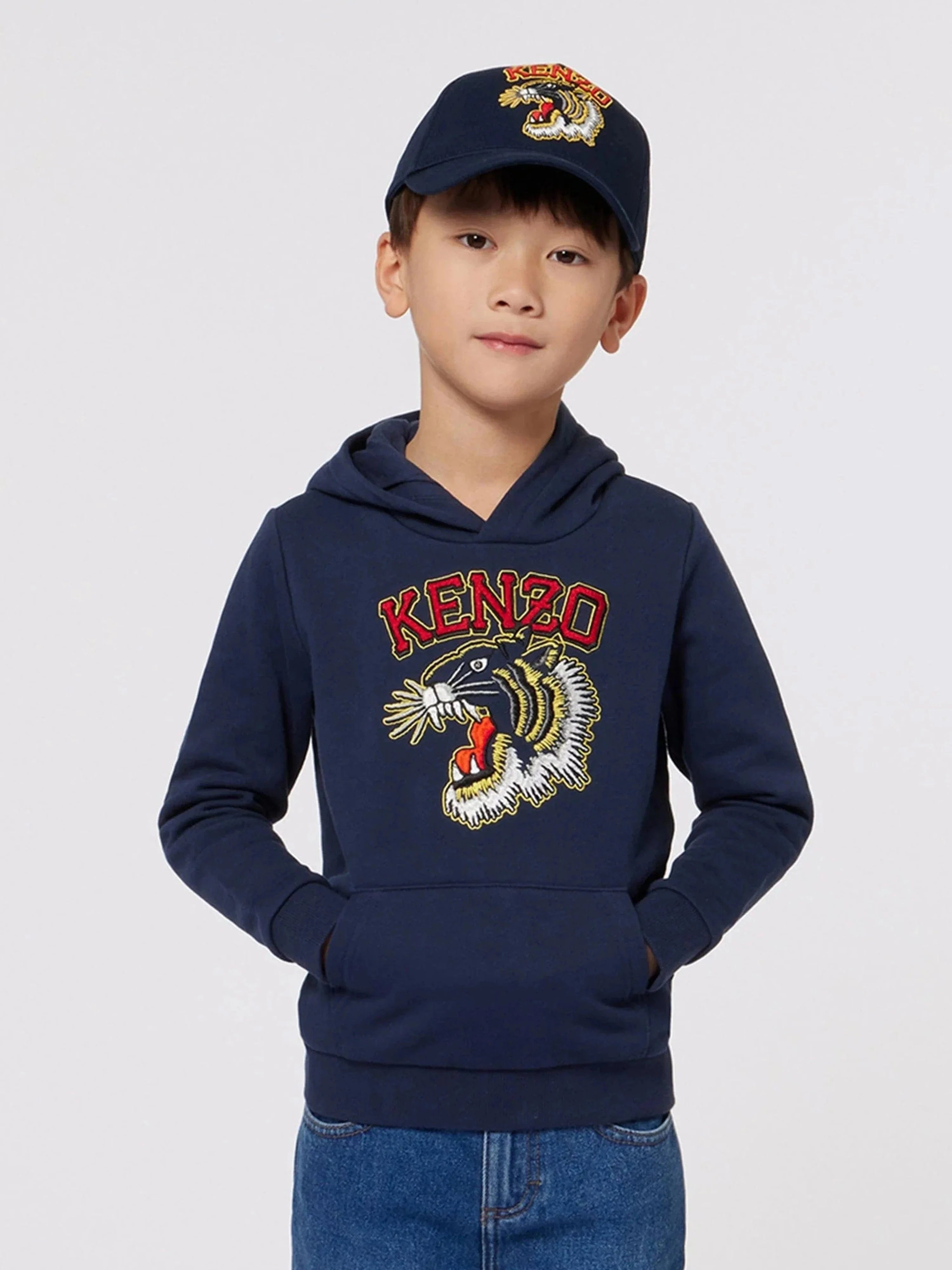 KENZO Boys Tiger Logo Hoodie in Navy Childsplay Clothing